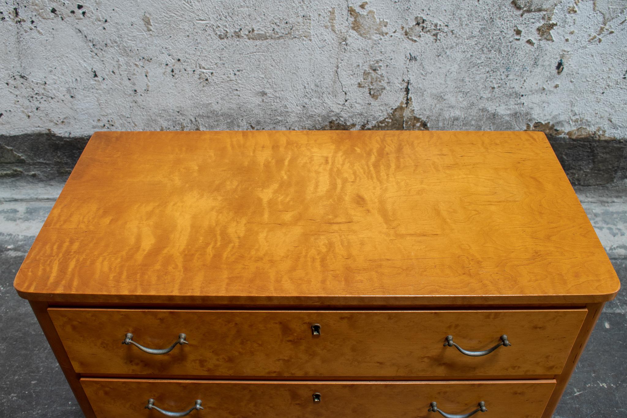 Midcentury Swedish Chest of Drawers in Blond Birch For Sale 2