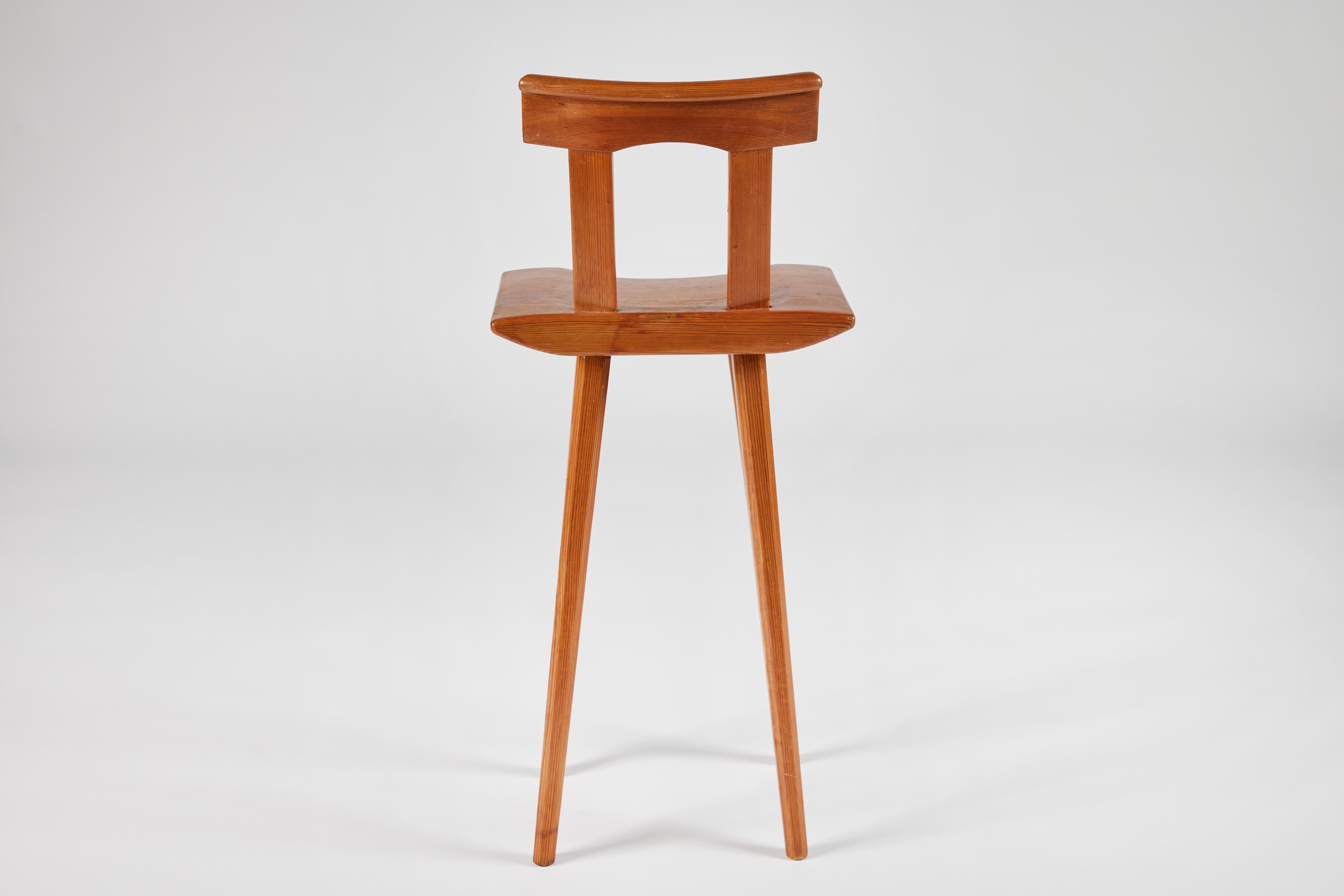 Pine Midcentury Swedish Child's High Chair or Stool by Bengt Lundgren For Sale