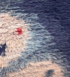 Handwoven Swedish Deco Pile Rug, Wool Ombre Design, 1940s Modern