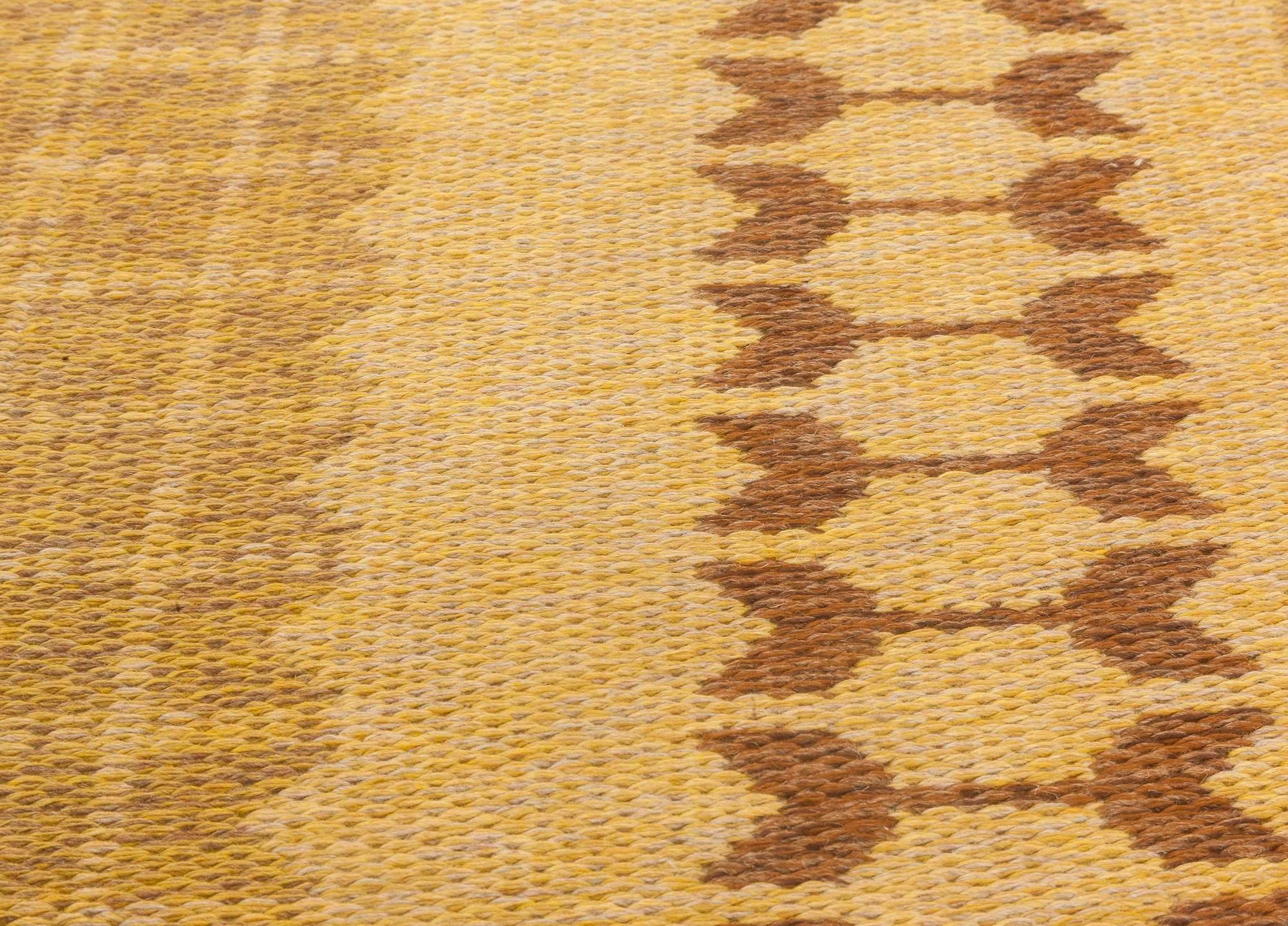Schwedischer doppelseitiger Flachgewebe-Teppich aus der Jahrhundertmitte (Handgeknüpft) im Angebot