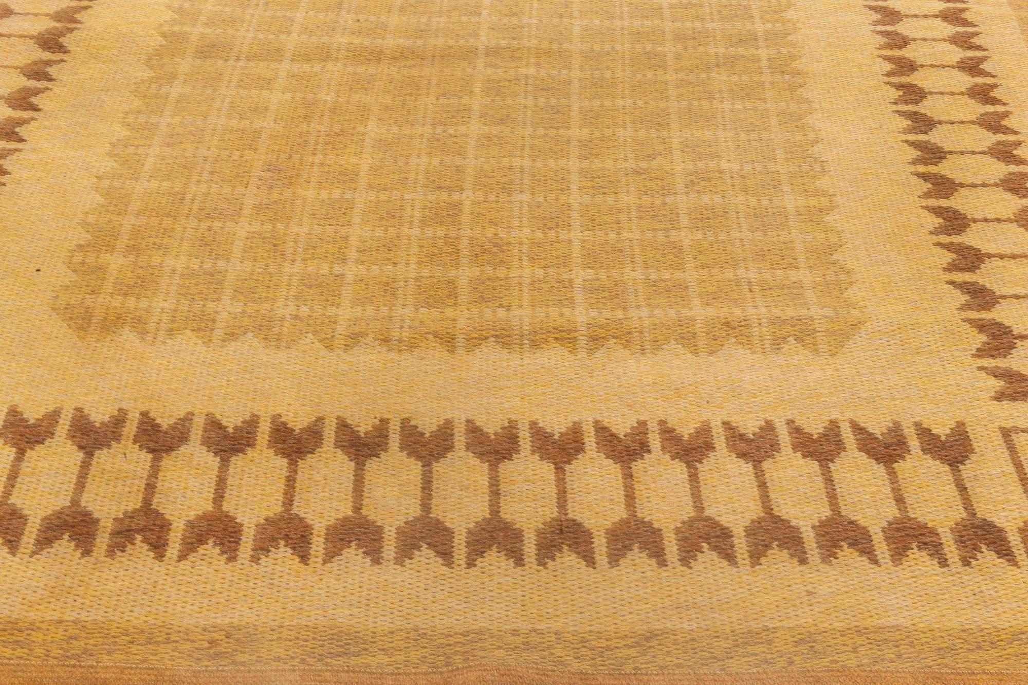 20th Century Midcentury Swedish Double Sided Flat-Weave Rug For Sale