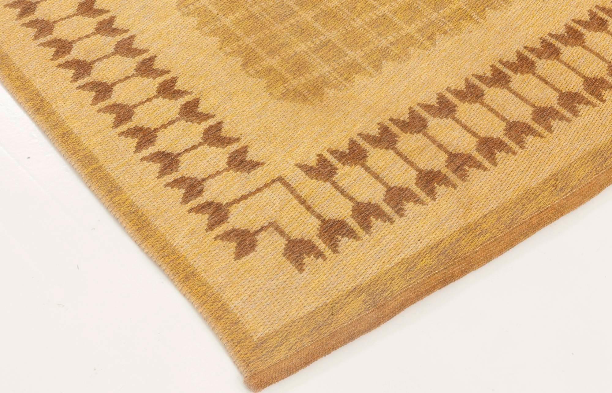Schwedischer doppelseitiger Flachgewebe-Teppich aus der Jahrhundertmitte (Wolle) im Angebot
