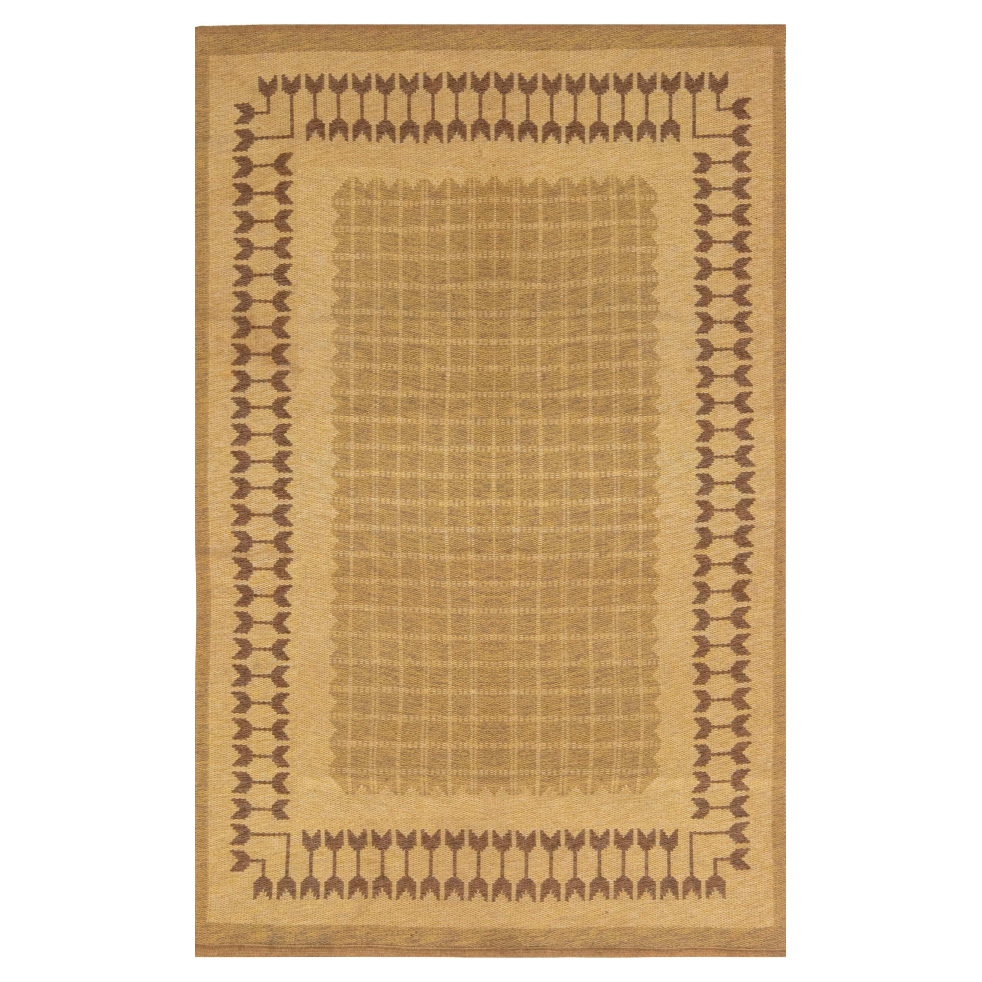 Midcentury Swedish Double Sided Flat-Weave Rug For Sale