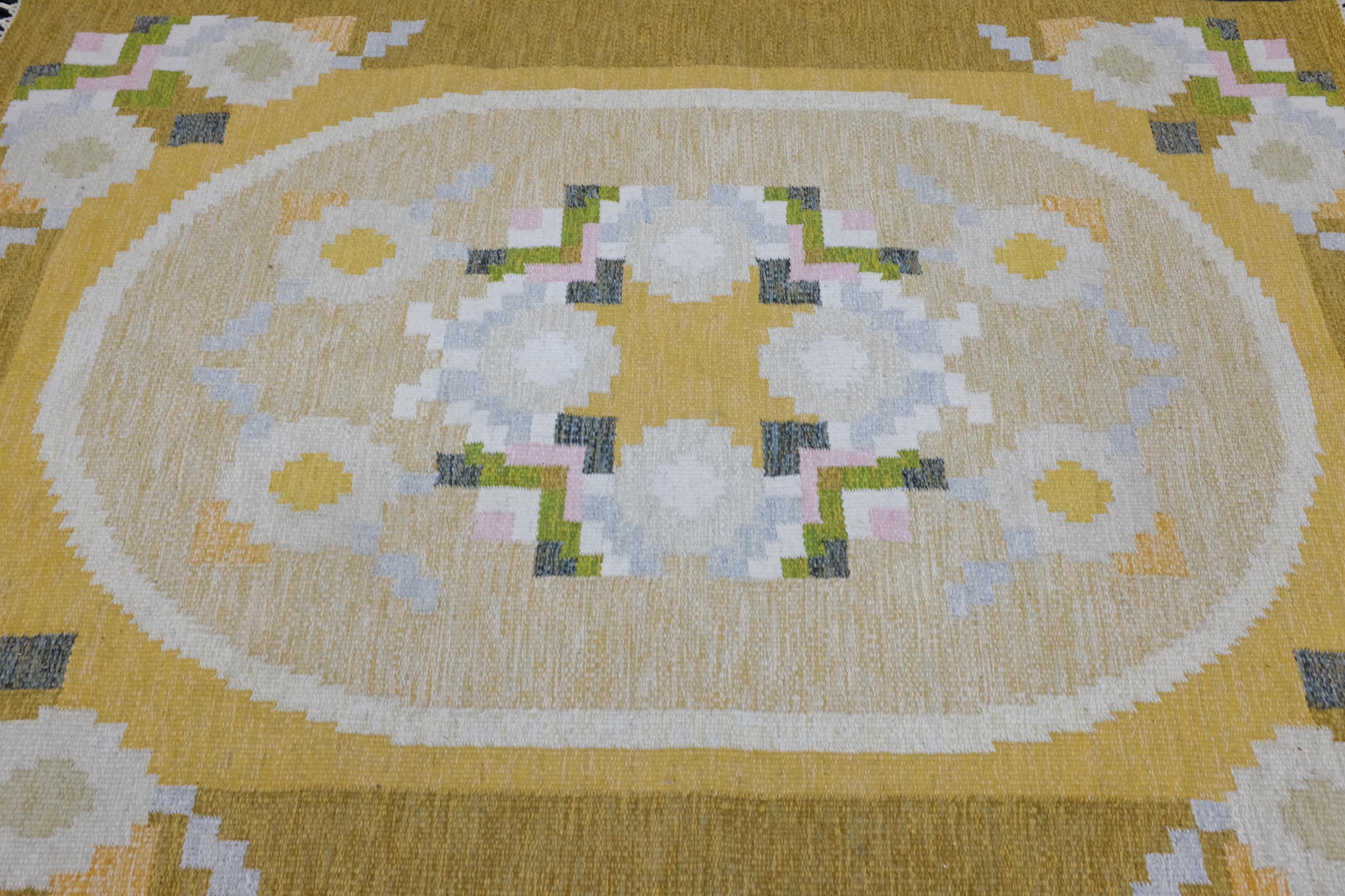 Mid-20th Century Midcentury Swedish Flat-Weave Carpet by Ingegerd Silow, 1950s