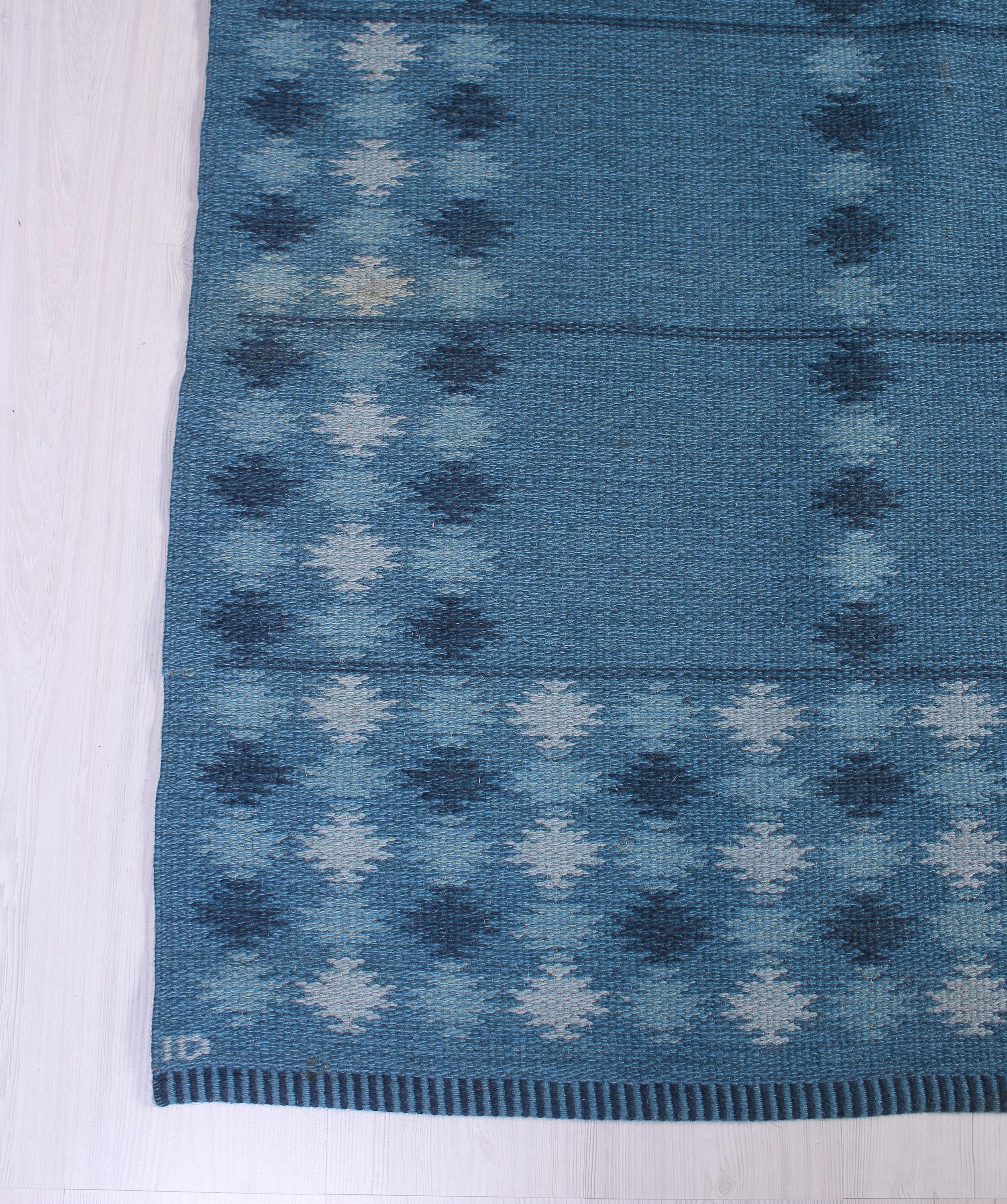 Midcentury Swedish Flat-Weave Carpet by Ingrid Dessau, 1950s In Good Condition In Malmo, SE