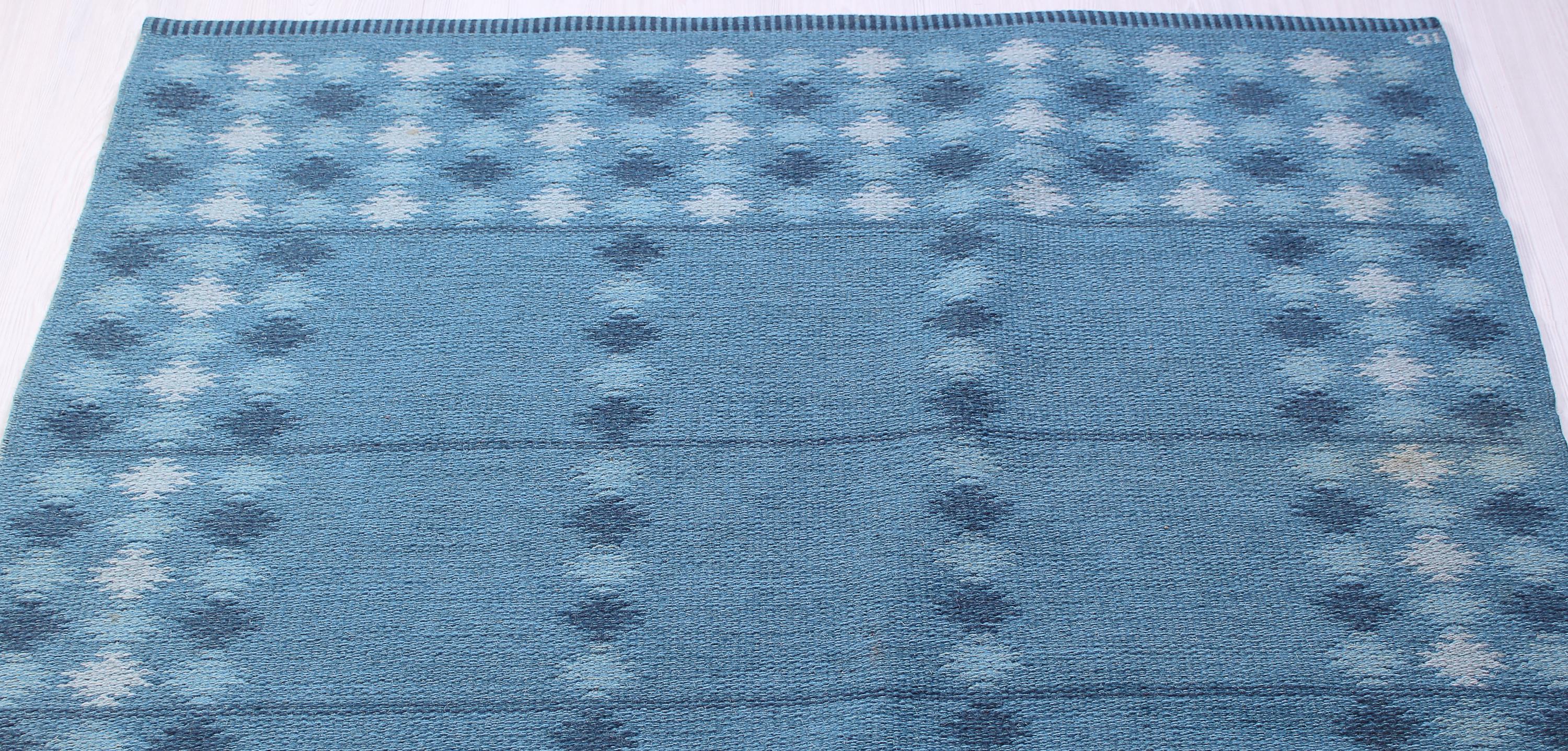 Midcentury Swedish Flat-Weave Carpet by Ingrid Dessau, 1950s 3