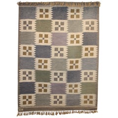 Midcentury Swedish Flat-Weave Carpet by Nils Nilsson, 1950s