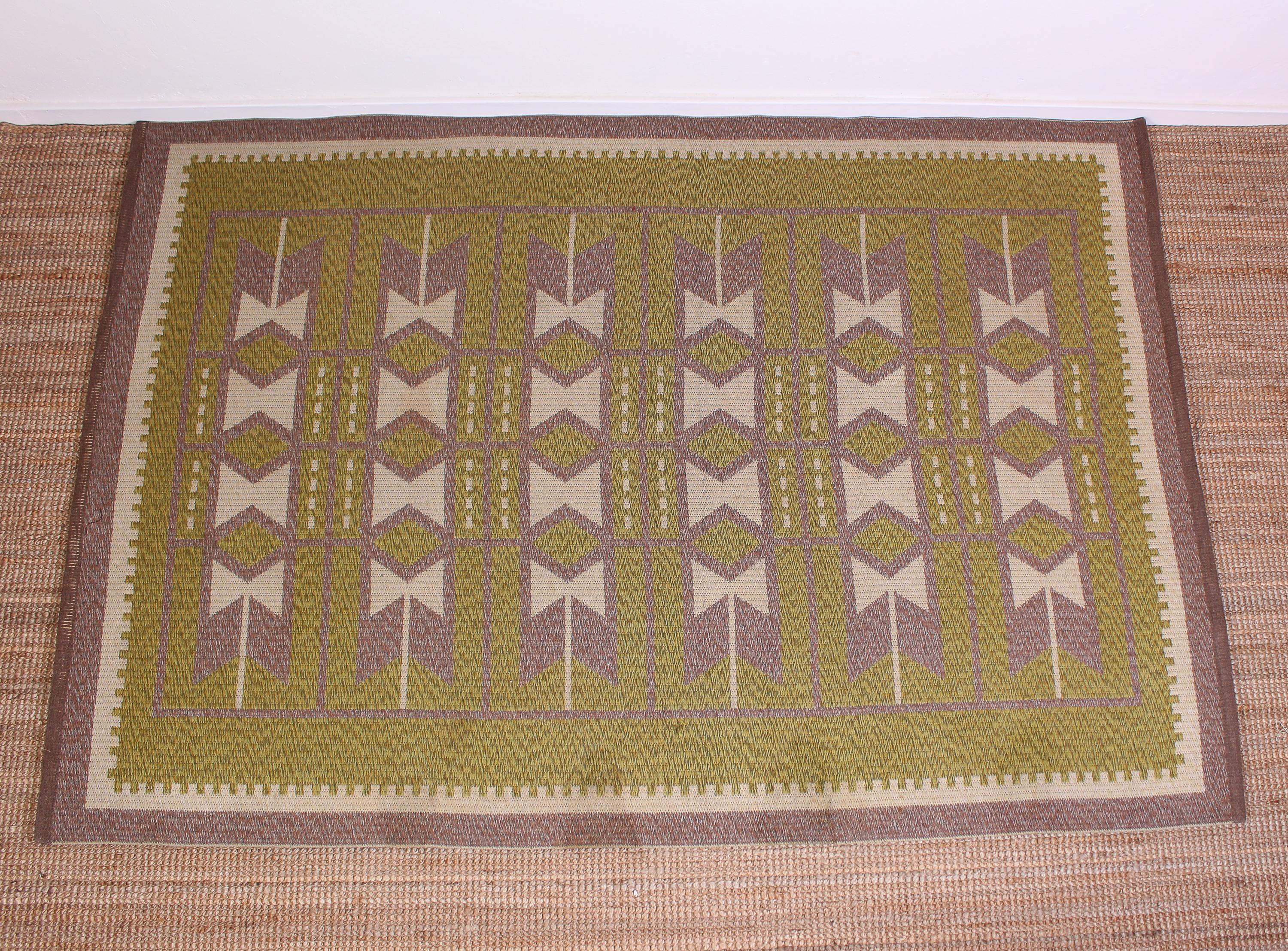 Scandinavian Modern Midcentury Swedish Flat Weave Carpet (Dubble Weave), 1950s For Sale