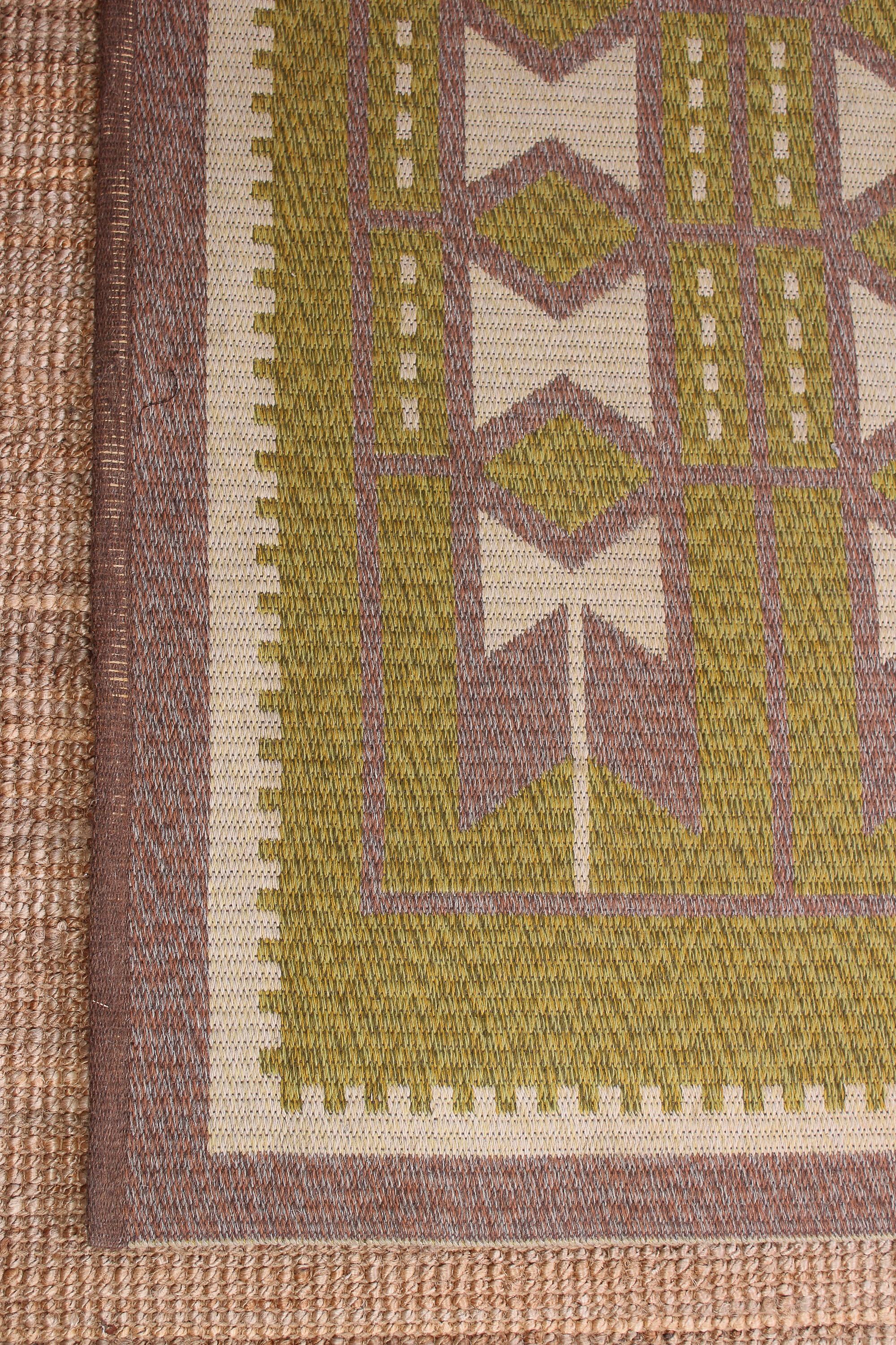 Midcentury Swedish Flat Weave Carpet (Dubble Weave), 1950s In Good Condition For Sale In Malmo, SE