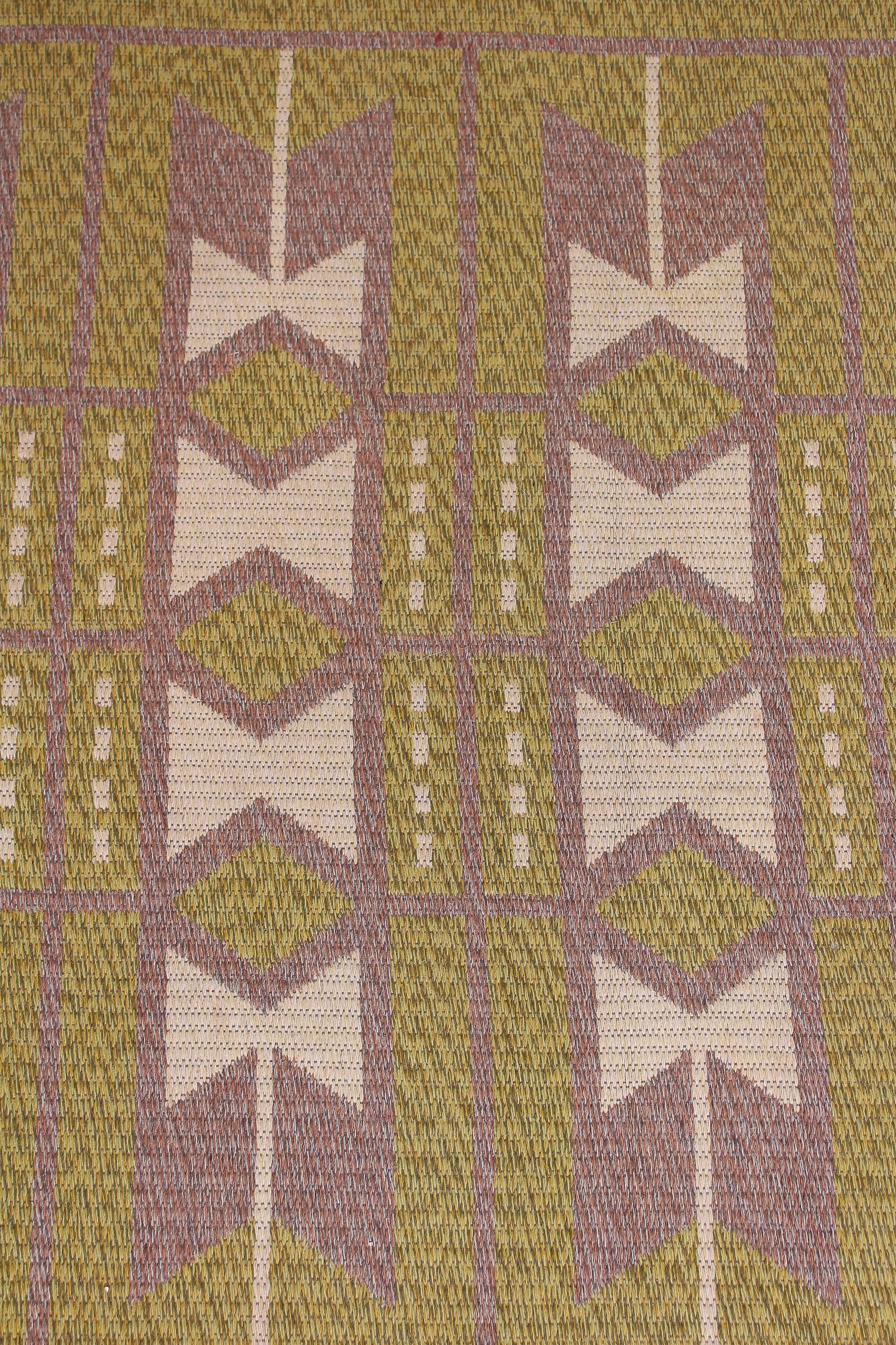 Mid-20th Century Midcentury Swedish Flat Weave Carpet (Dubble Weave), 1950s For Sale