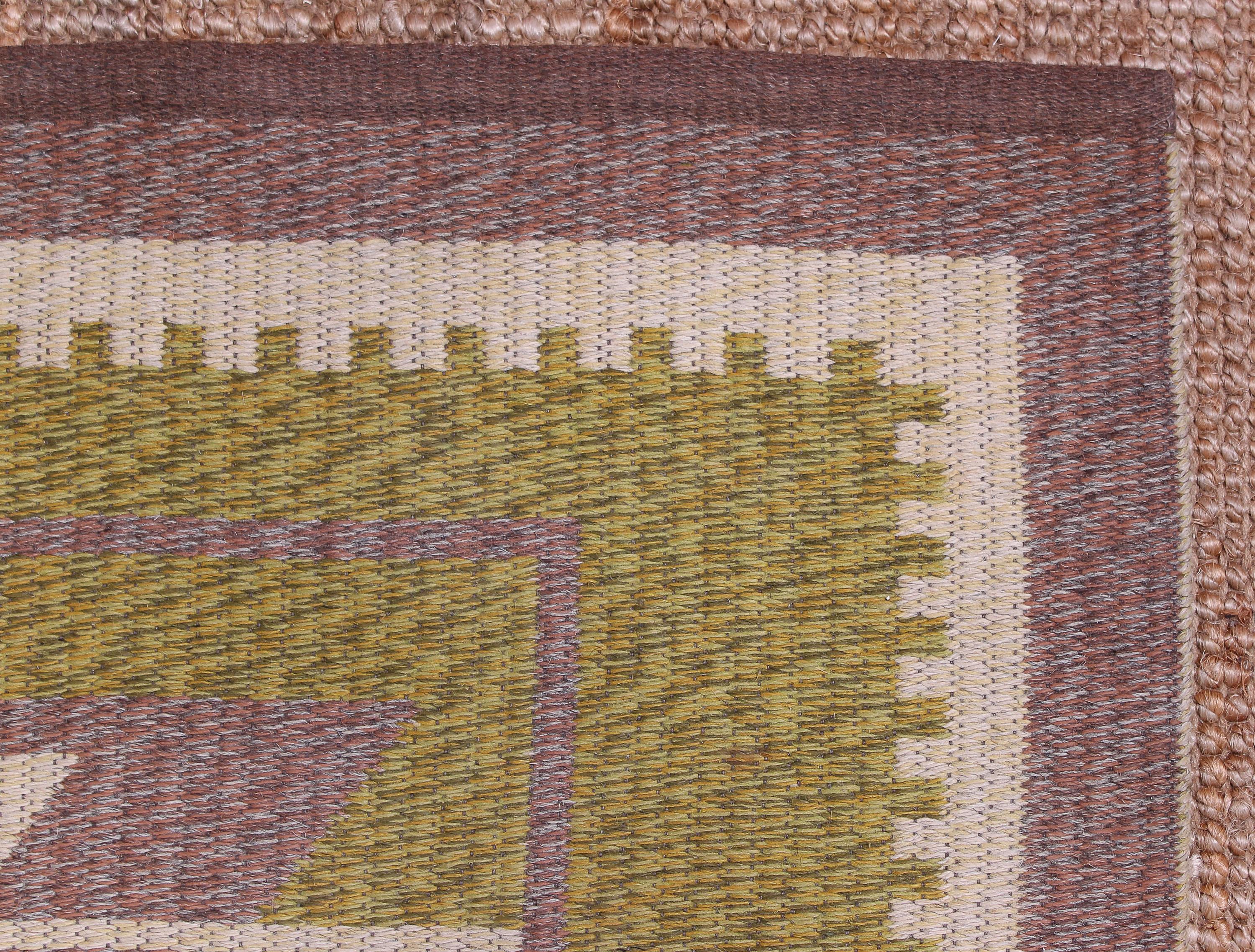 Midcentury Swedish Flat Weave Carpet (Dubble Weave), 1950s For Sale 1