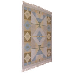 Midcentury Swedish Flat Weave "Röllakan" Carpet Signed SH