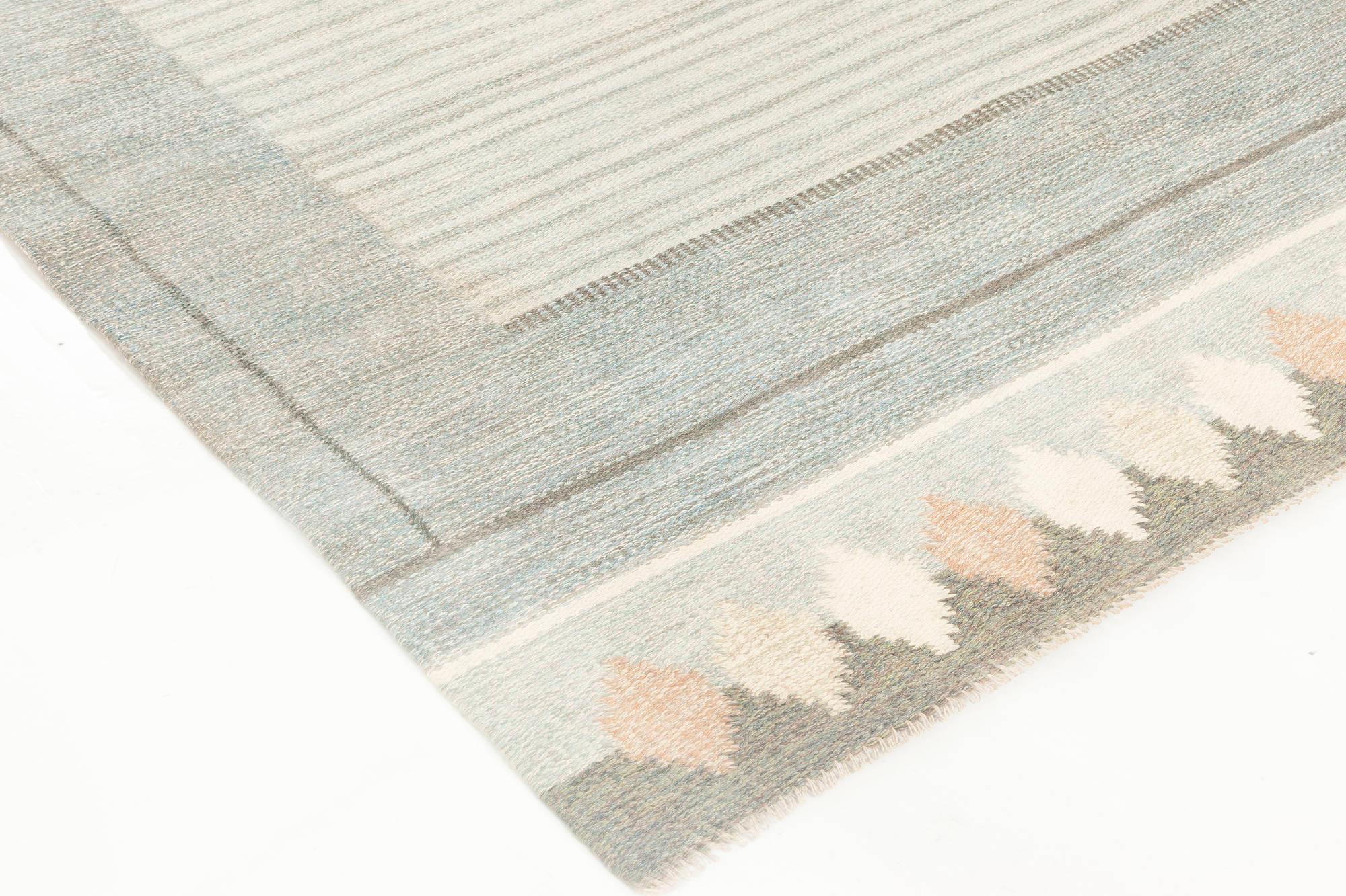 20th Century Midcentury Swedish Flat-Weave Rug by Ingegerd Silow