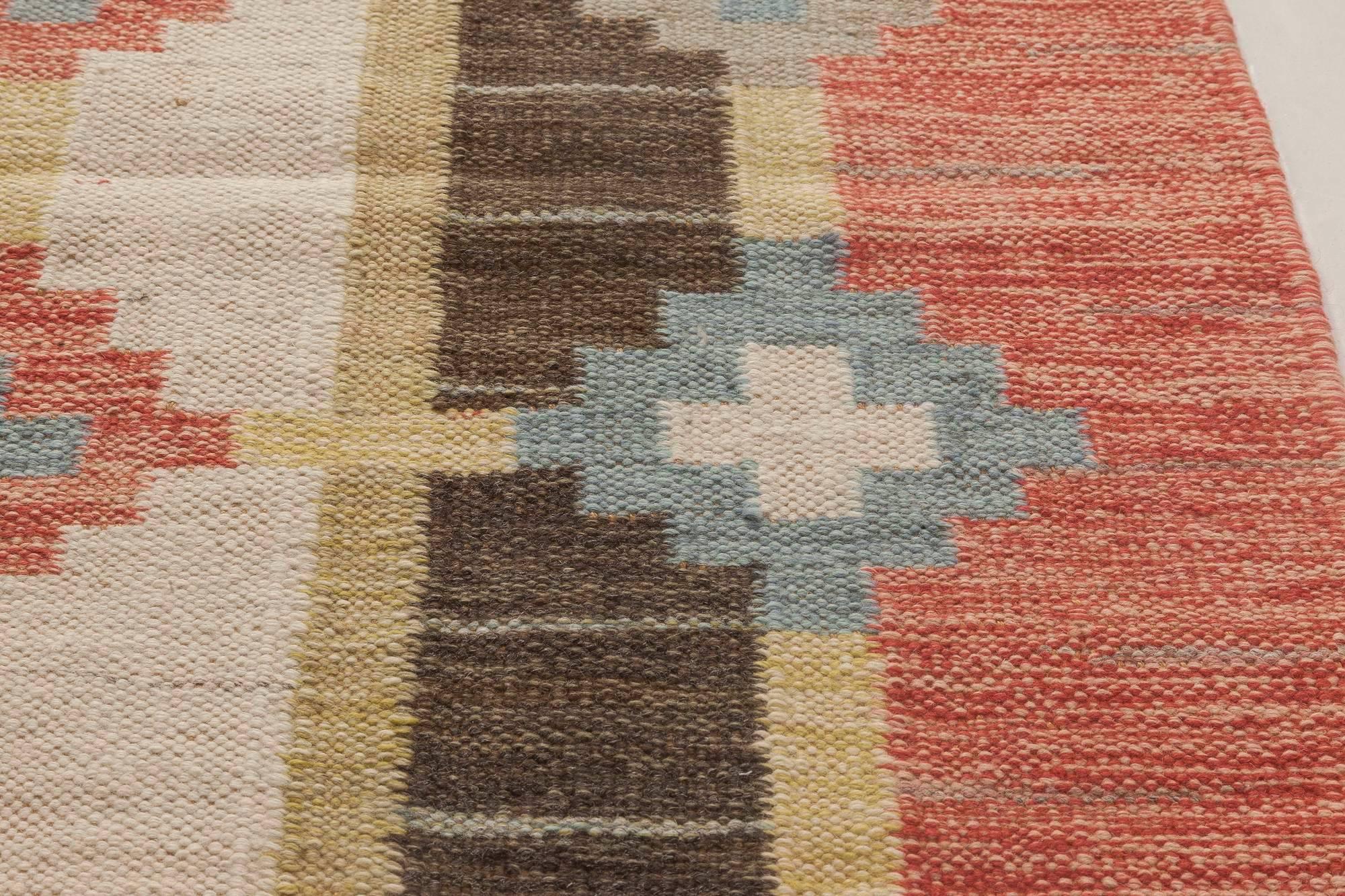 Midcentury Swedish Flat-Weave Runner by Sverker Greuholm In Good Condition In New York, NY