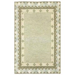 Midcentury Swedish Flat-Weave Wool Rug in Pastel Green