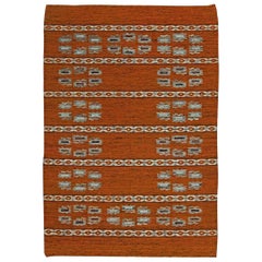Mid-20th century Swedish Brown Flat-Weave Wool Rug by Doris Leslie Blau