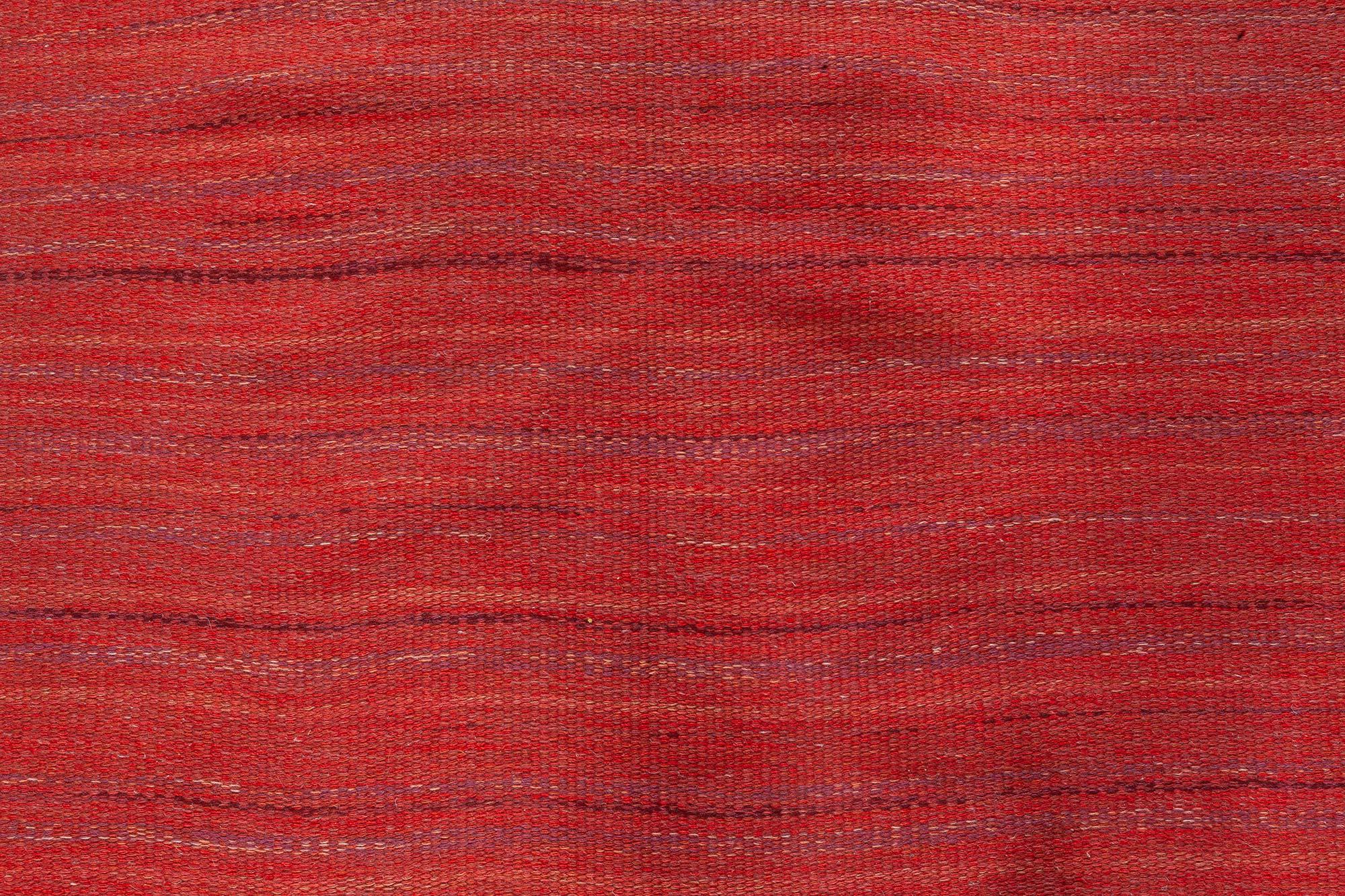 Schwedischer flachgewebter teppich von Ingegerd Silow, Mitte des Jahrhunderts (Moderne der Mitte des Jahrhunderts) im Angebot