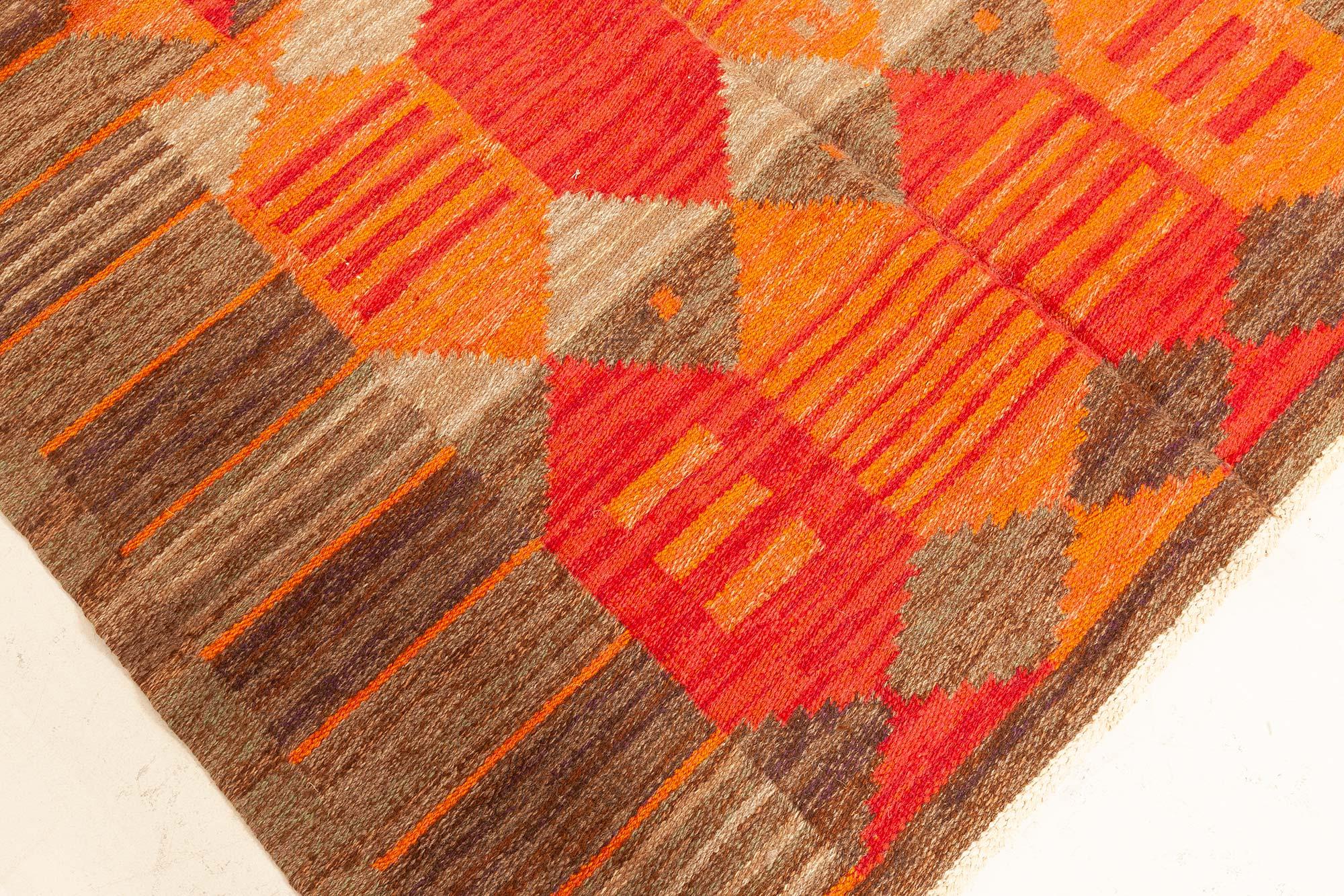 Midcentury Swedish Flat-Woven Rug by Karin Jönsson In Good Condition For Sale In New York, NY