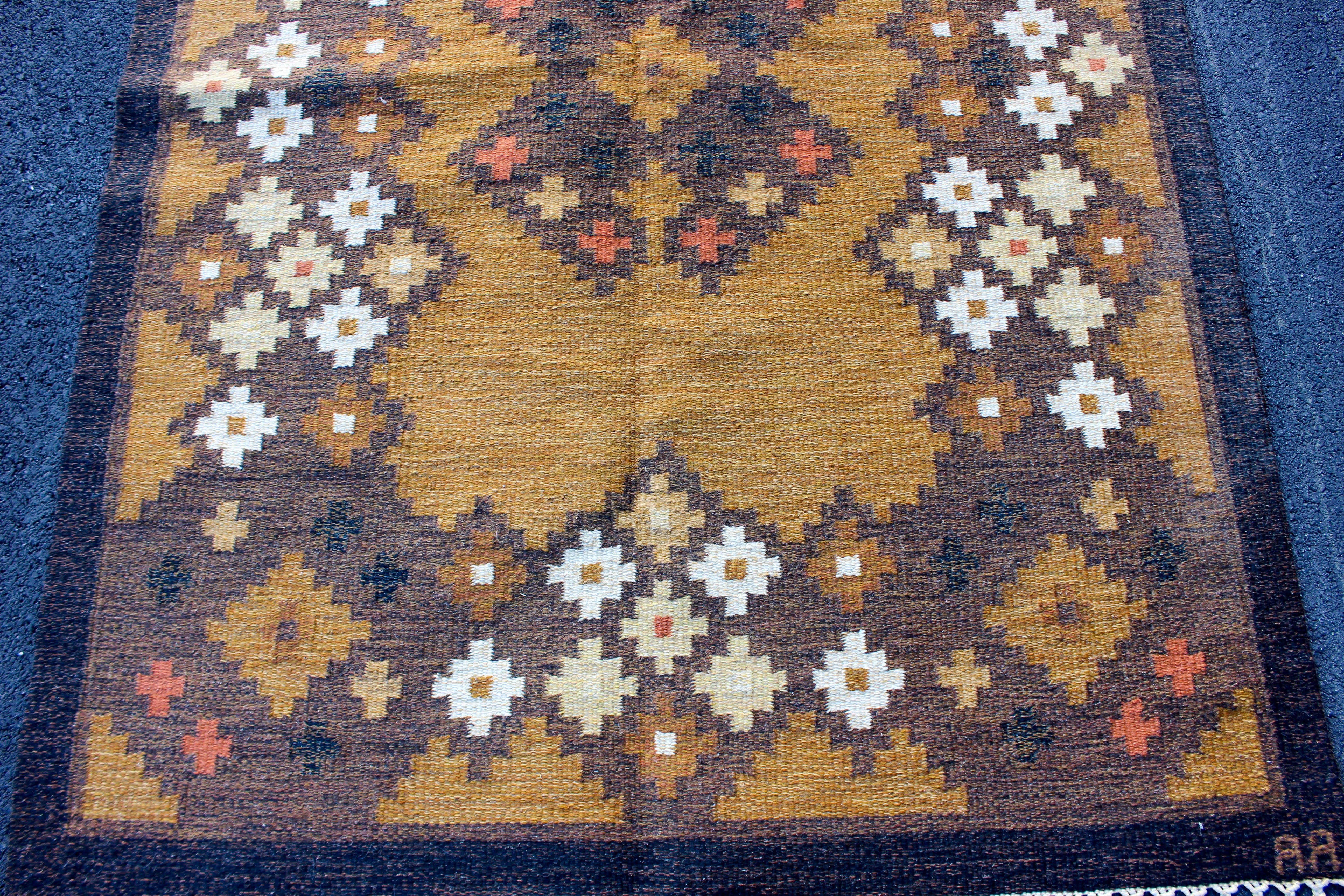 Midcentury Swedish Flat-Weave Signed AA, 1950s In Good Condition In Malmo, SE