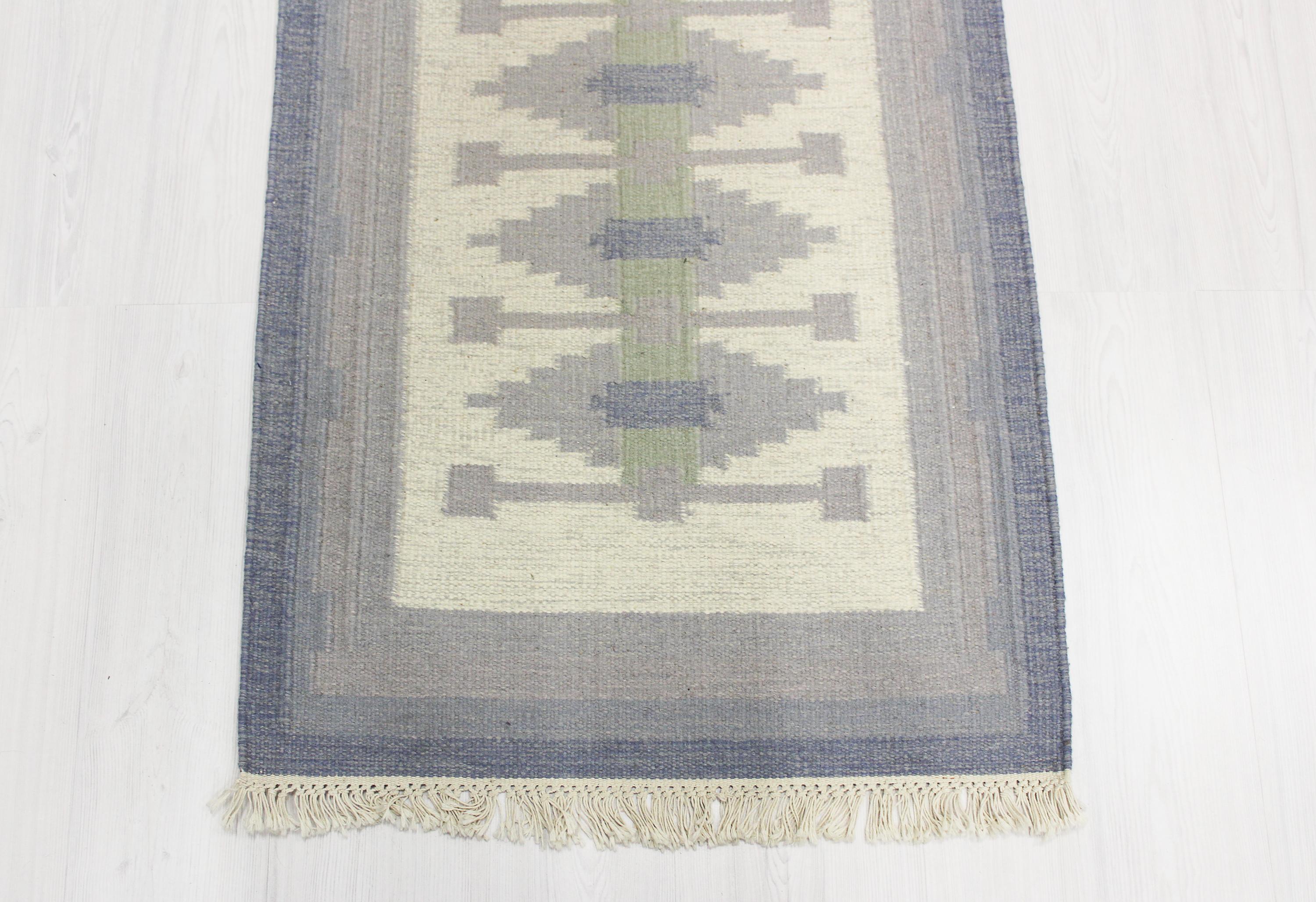 Scandinavian Modern Midcentury Swedish Gallery Flat-Weave Carpet, 1950s