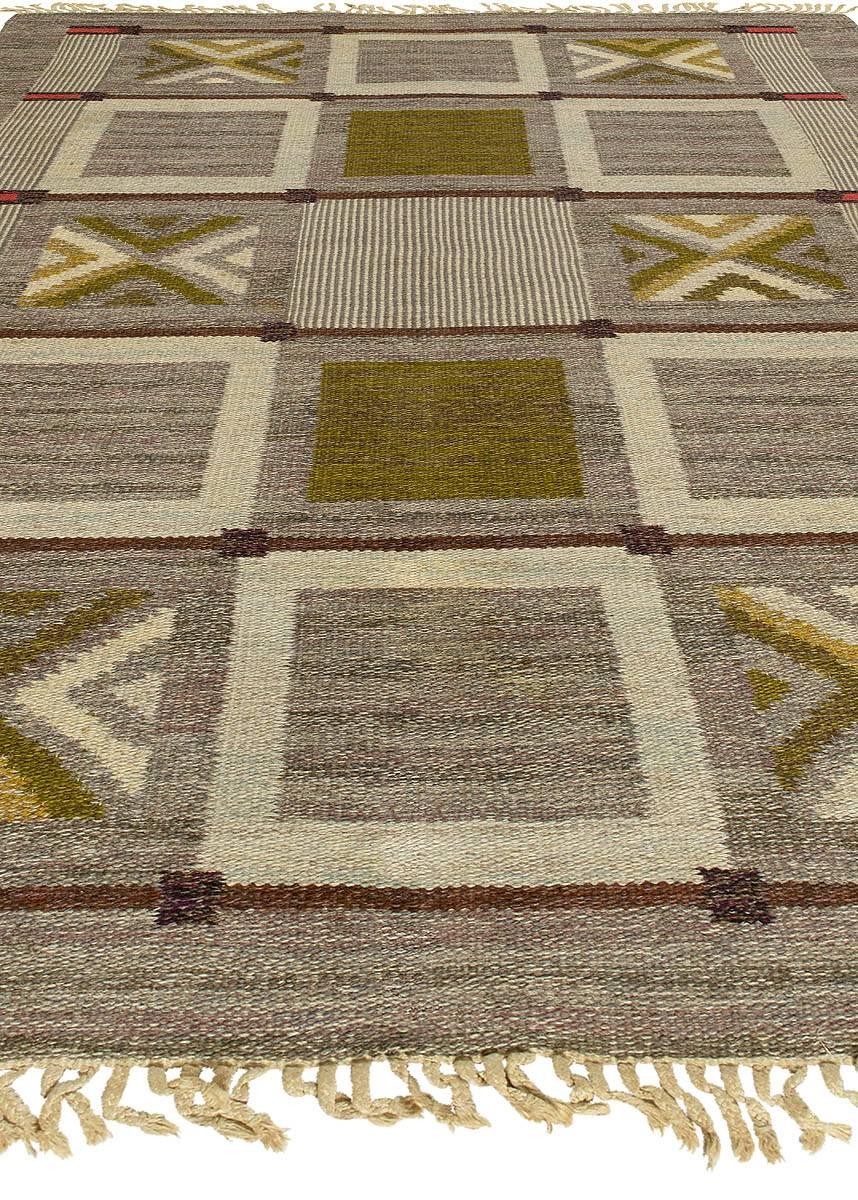 Hand-Knotted Doris Leslie Blau Collection Mid-20th century Swedish Geometric Flat-Weave Rug