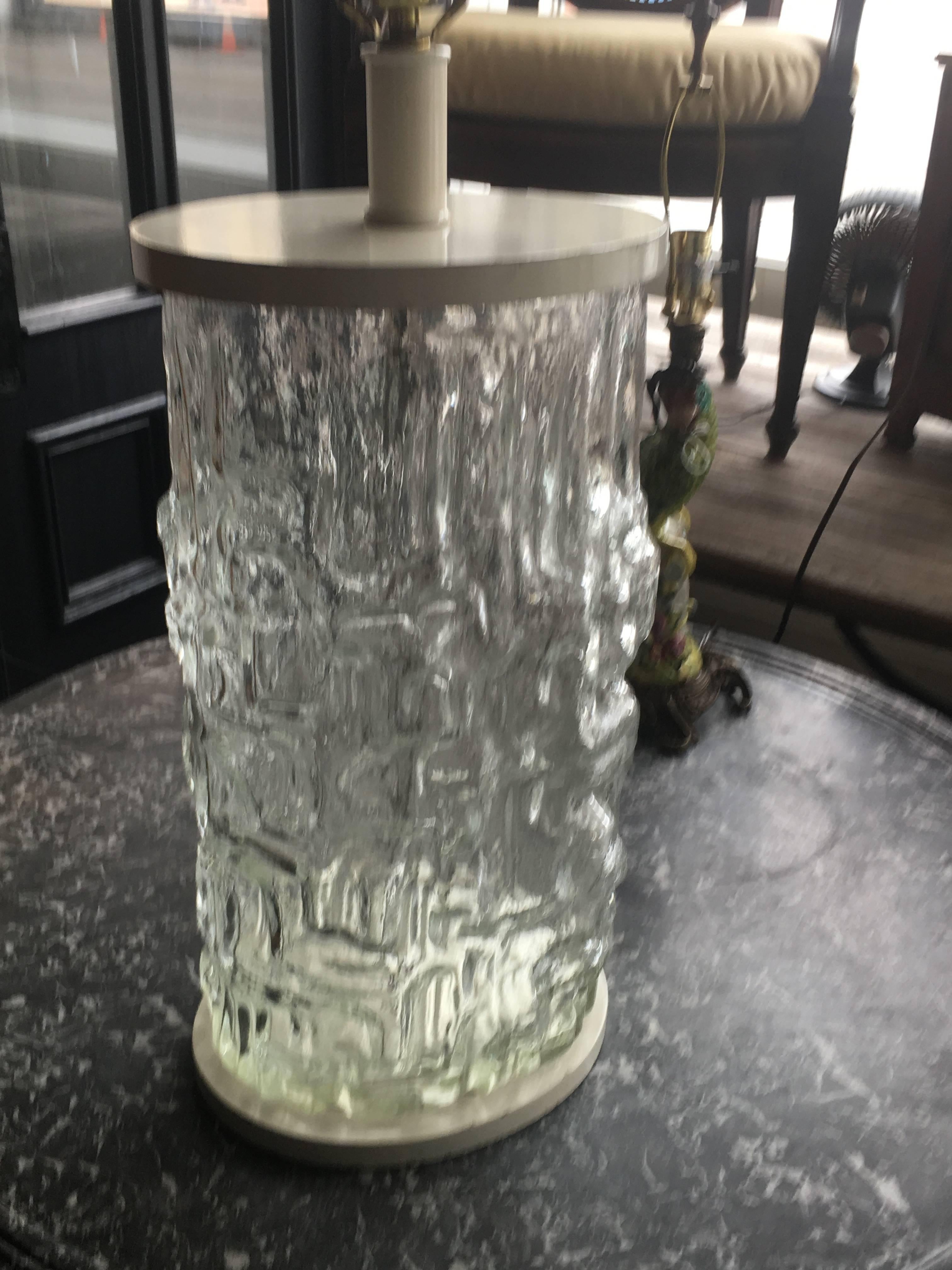 Midcentury Swedish Glass Vase Mounted as a Lamp In Good Condition For Sale In Buchanan, MI