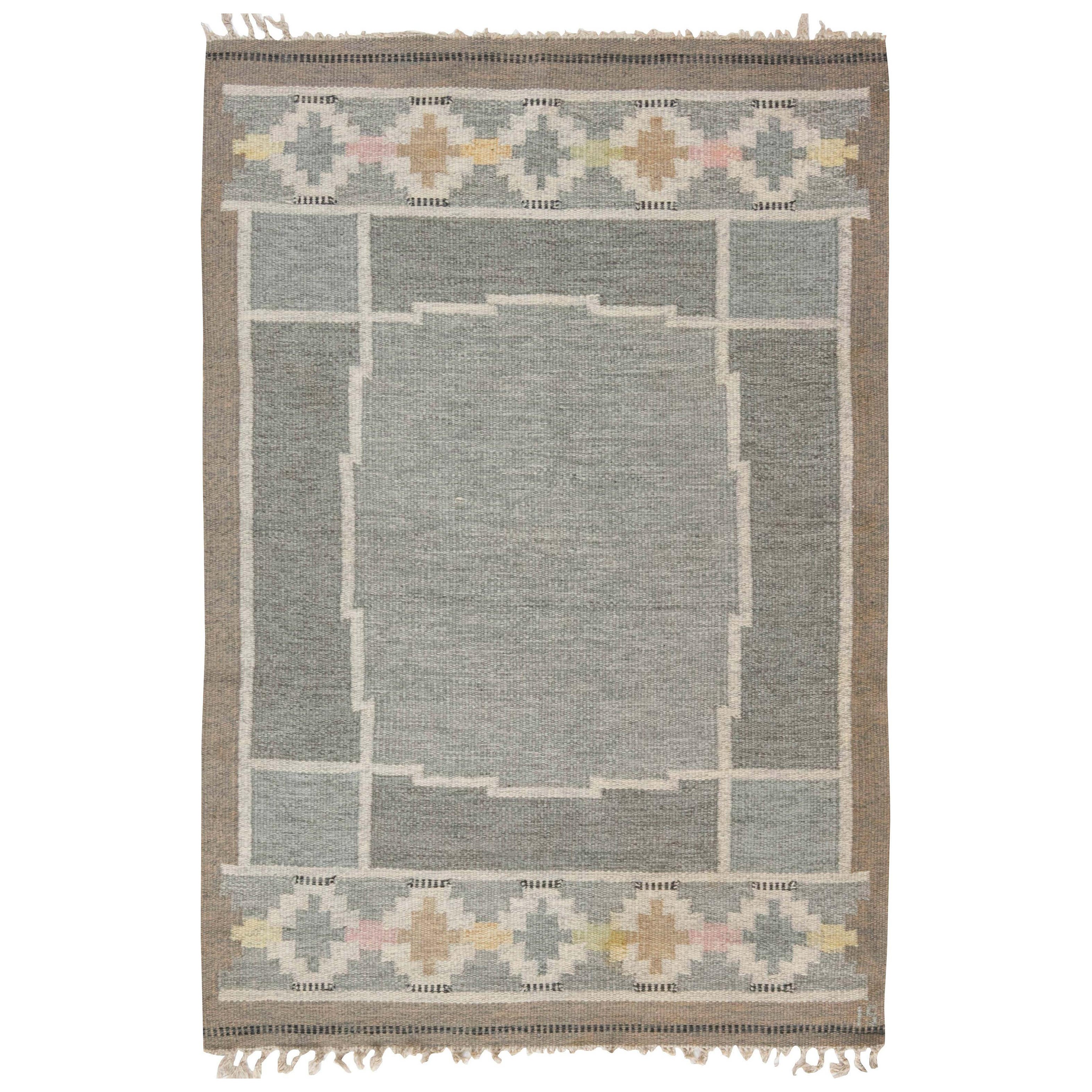Tapis suédois fait main par Ingegerd Silow, milieu du siècle dernier
