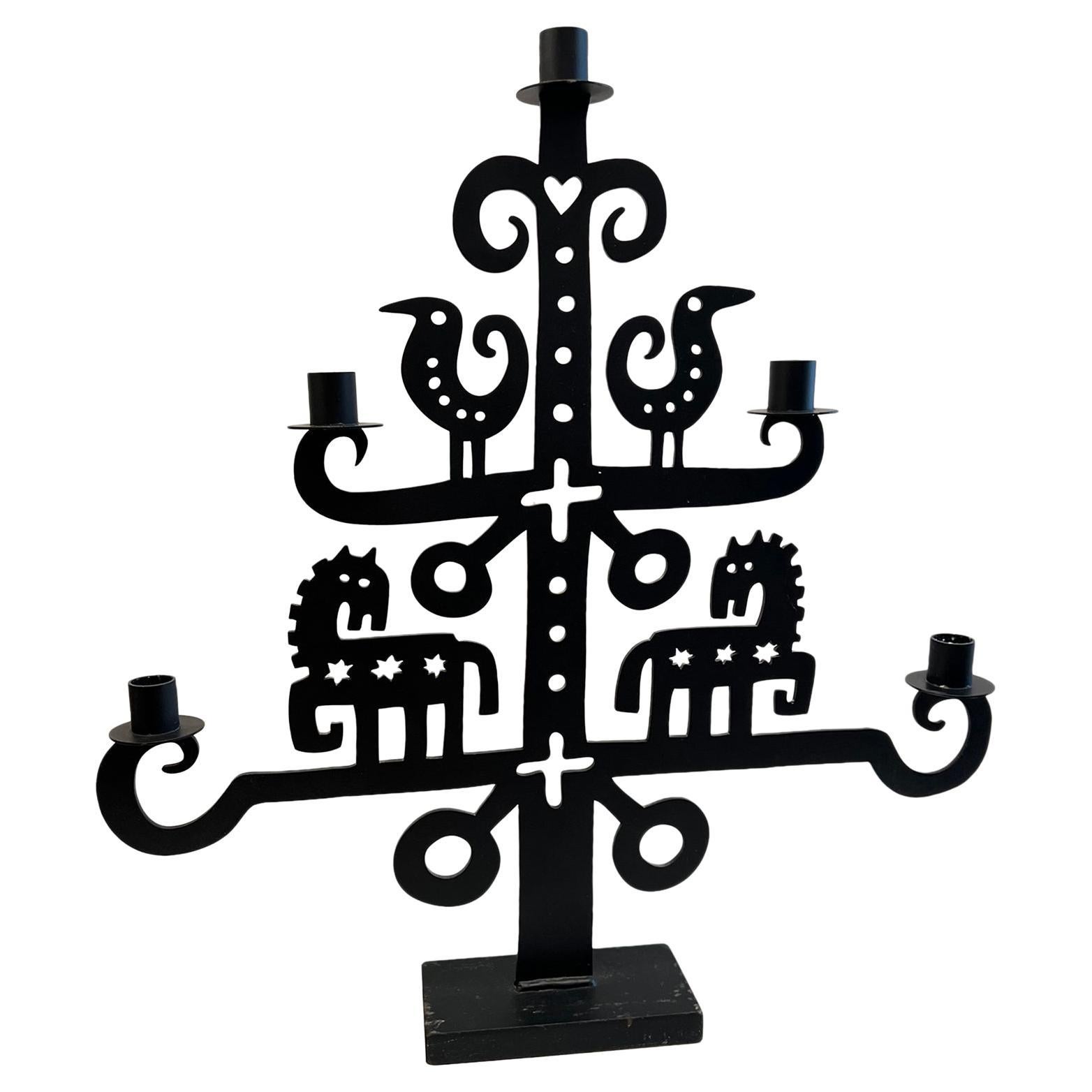 Midcentury Swedish Iron Candlestick For Sale