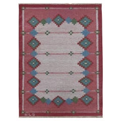 Kilim sueco de mediados de siglo, alfombra de tejido plano BLS Monograma de la colección Dekolet