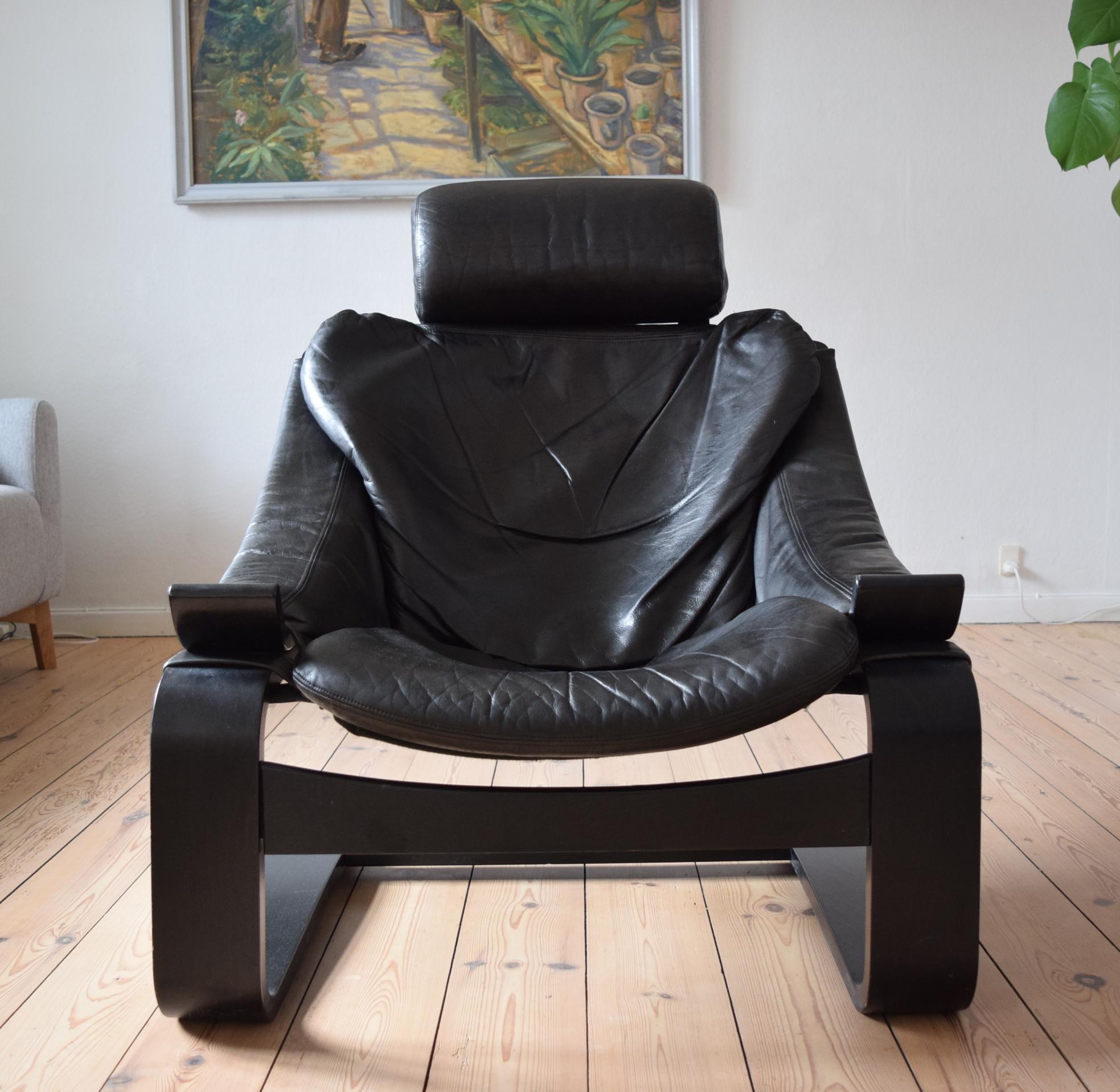 Midcentury Swedish Leather Kroken Chairs by Ake Fribytter for Nelo, 1974 For Sale 6