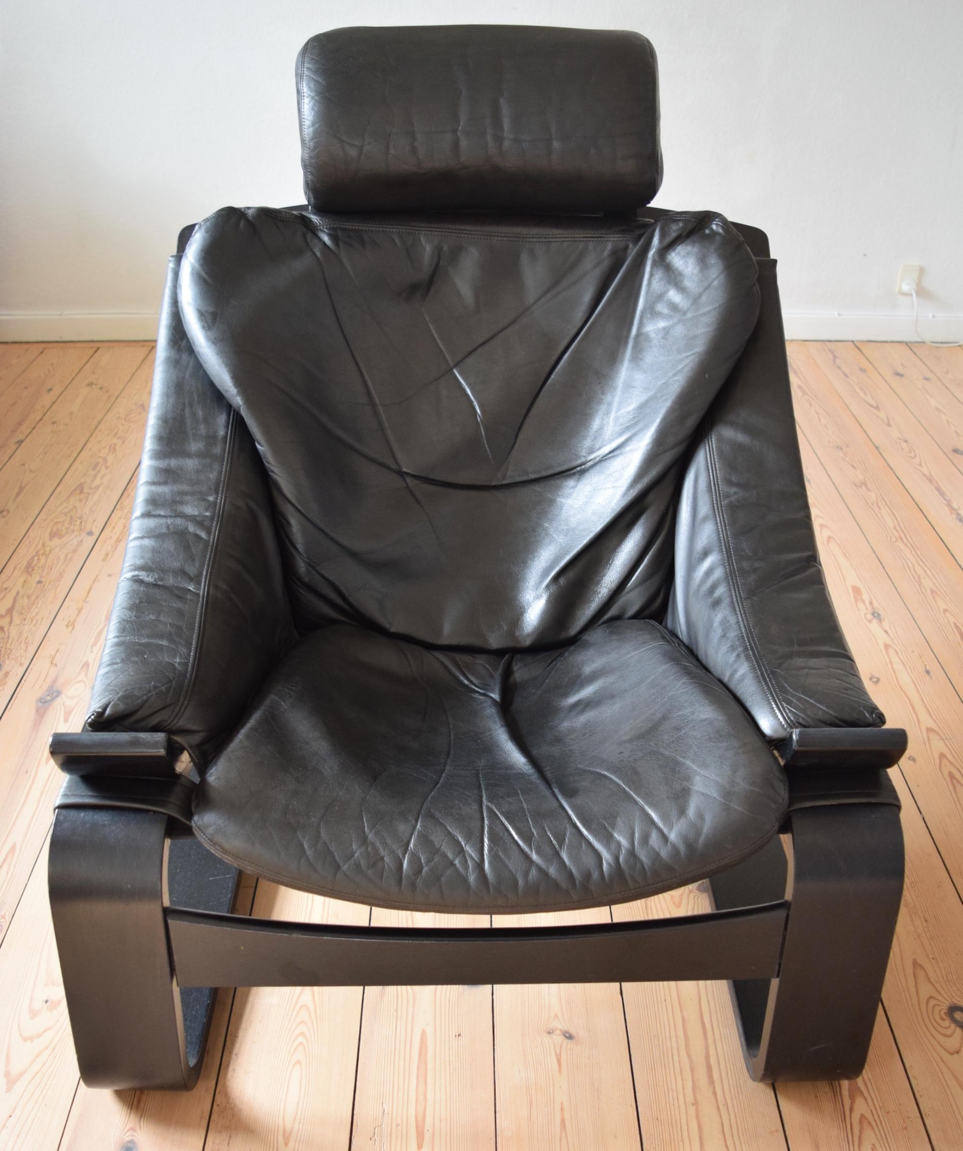 Midcentury Swedish Leather Kroken Chairs by Ake Fribytter for Nelo, 1974 For Sale 7