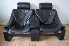 Midcentury Swedish Leather Kroken Chairs by Ake Fribytter for Nelo, 1974