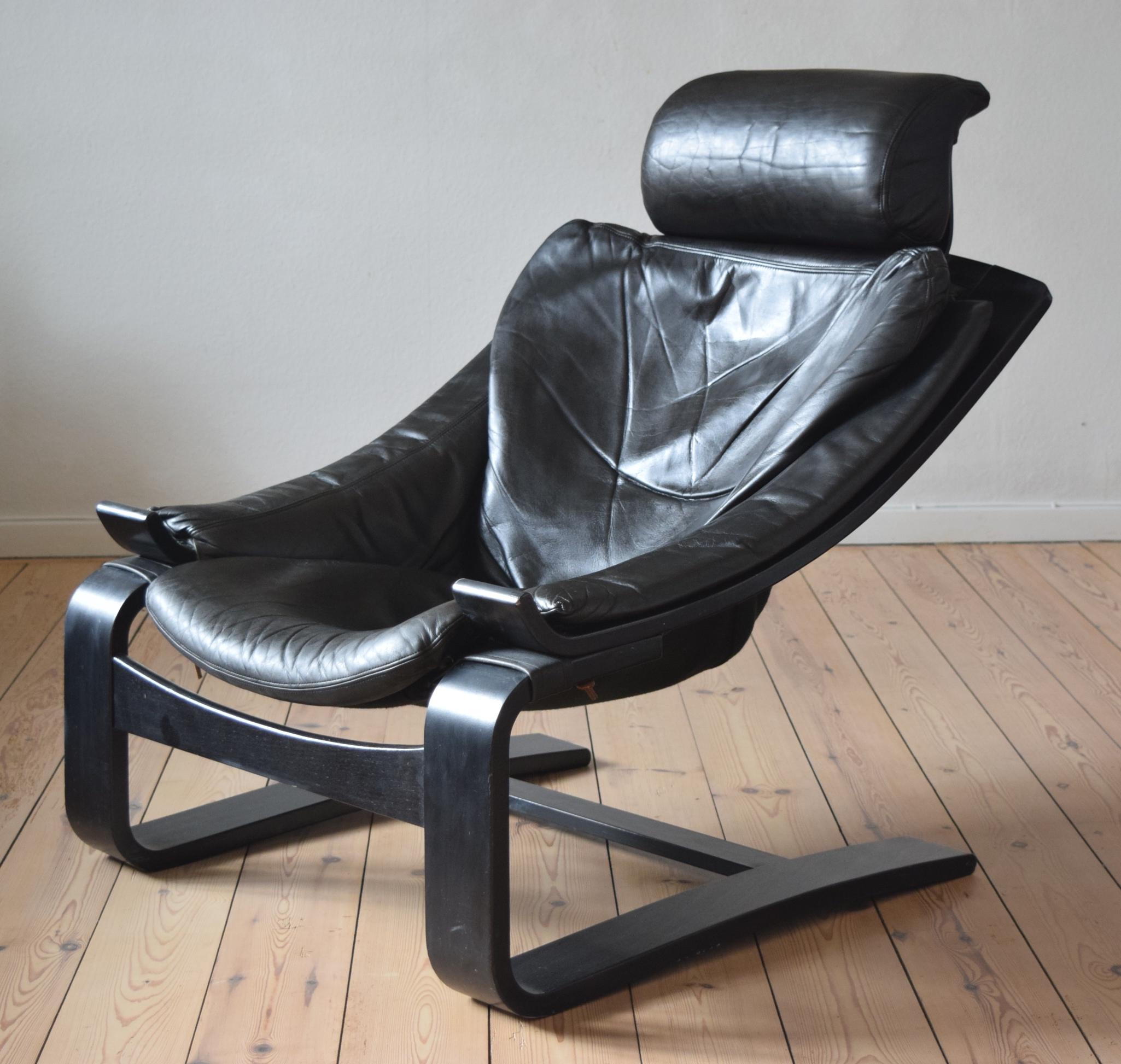 Late 20th Century Midcentury Swedish Leather Kroken Chairs by Ake Fribytter for Nelo, 1974 For Sale