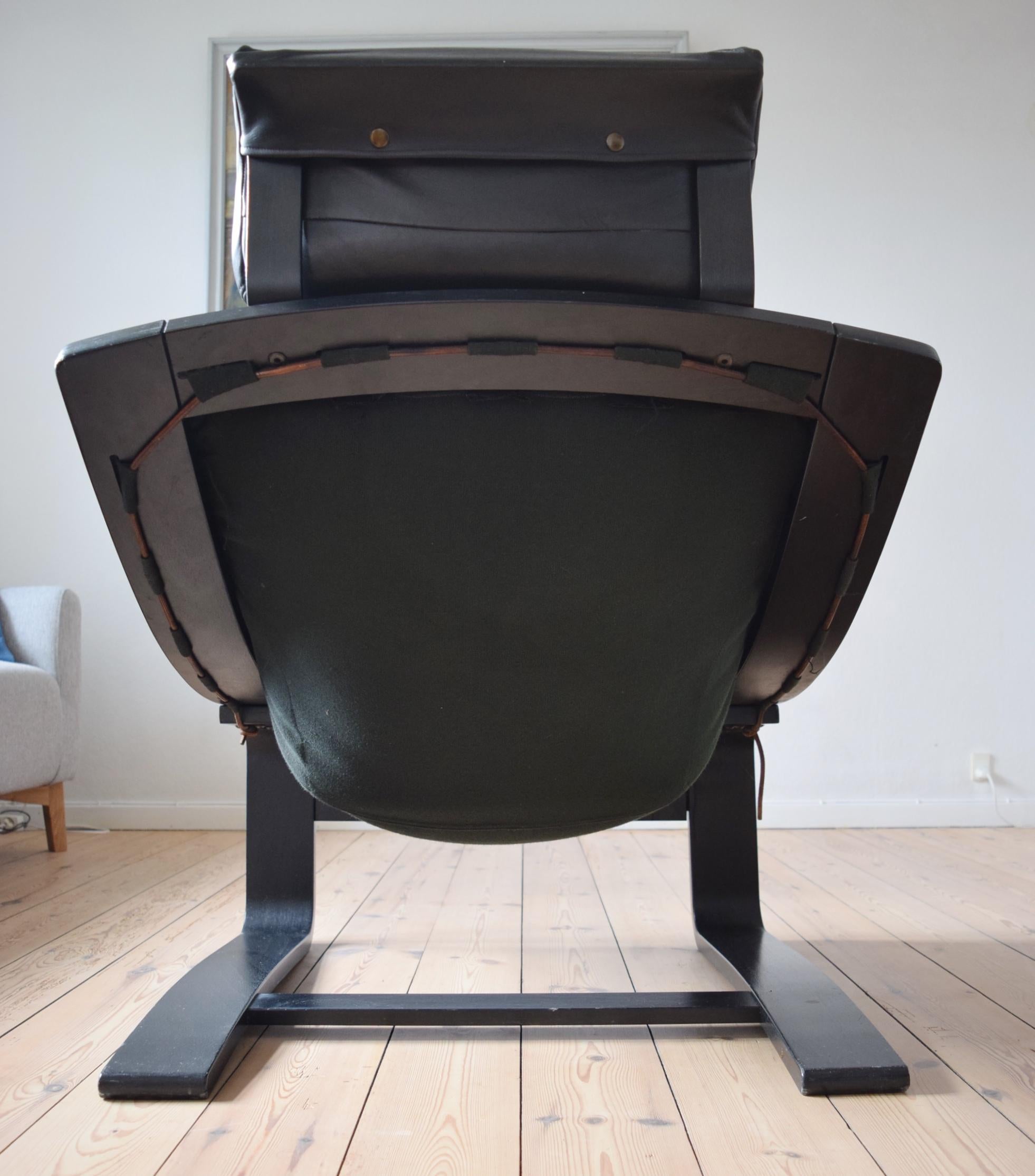 Midcentury Swedish Leather Kroken Chairs by Ake Fribytter for Nelo, 1974 For Sale 1