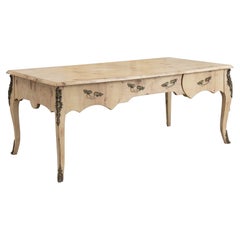 Midcentury Swedish Louis XV Style Bleached Birch Bureau Plat with Mounts