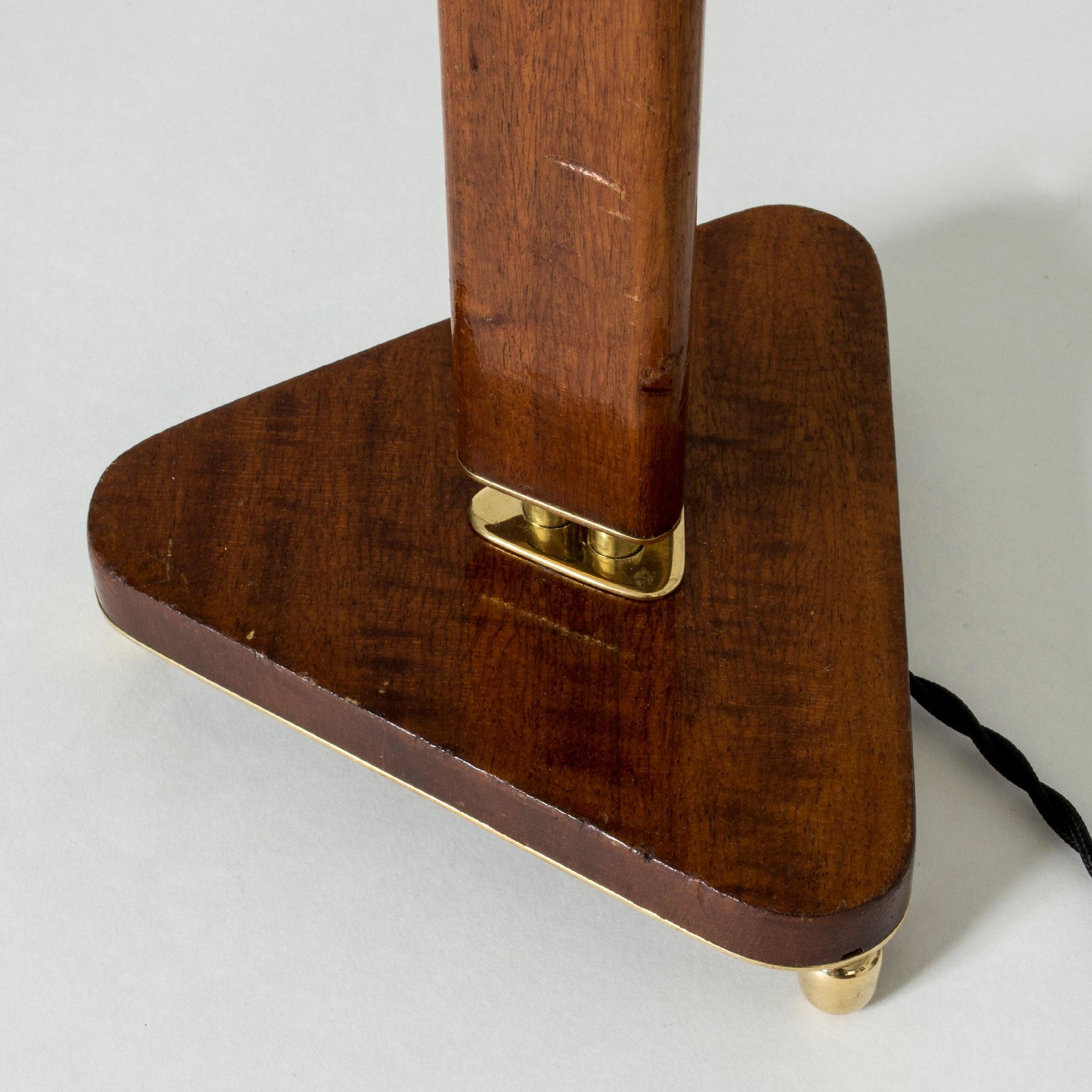 Brass Midcentury Swedish Mahogany Table Lamp For Sale