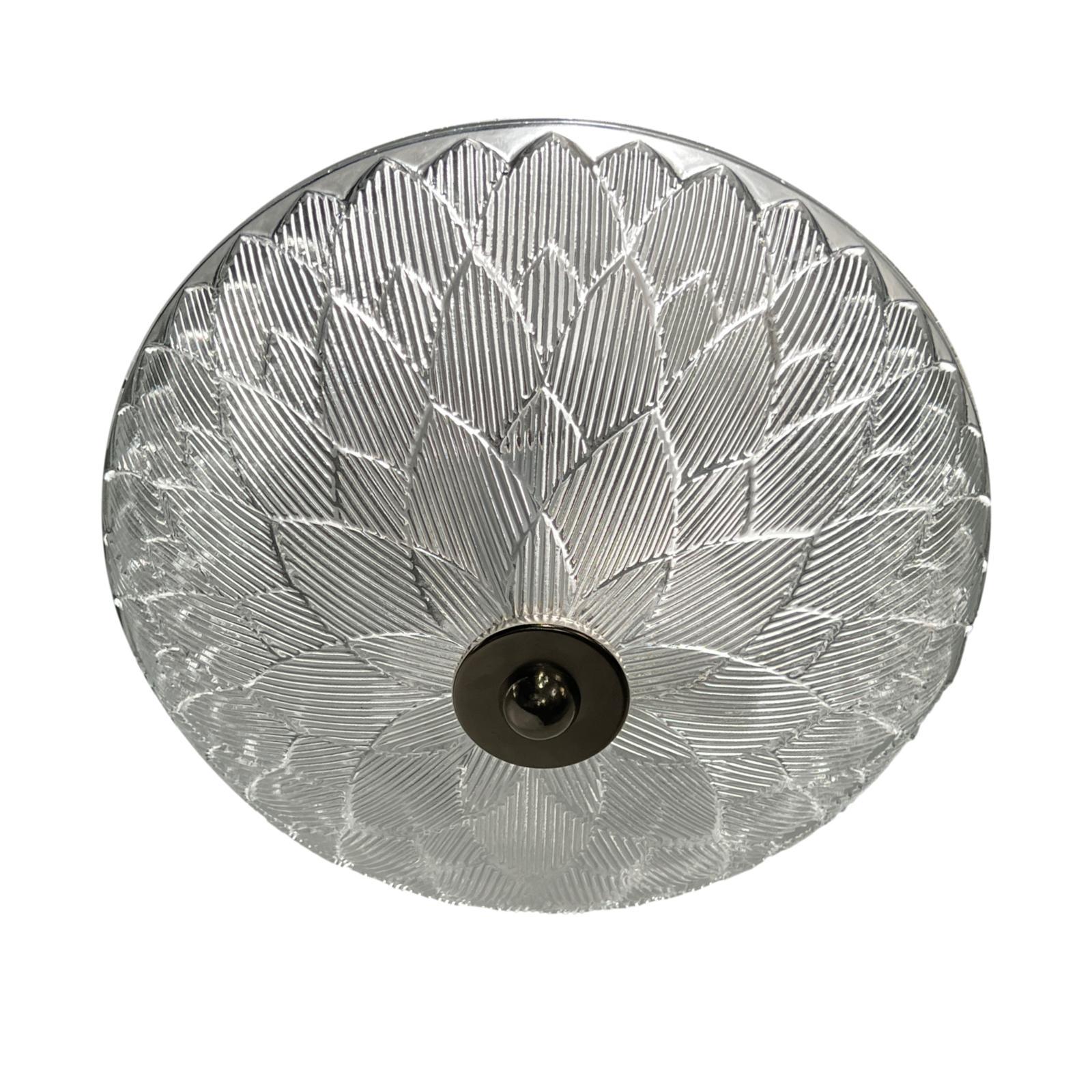 Midcentury Swedish Molded Glass Light Fixture In Good Condition For Sale In New York, NY