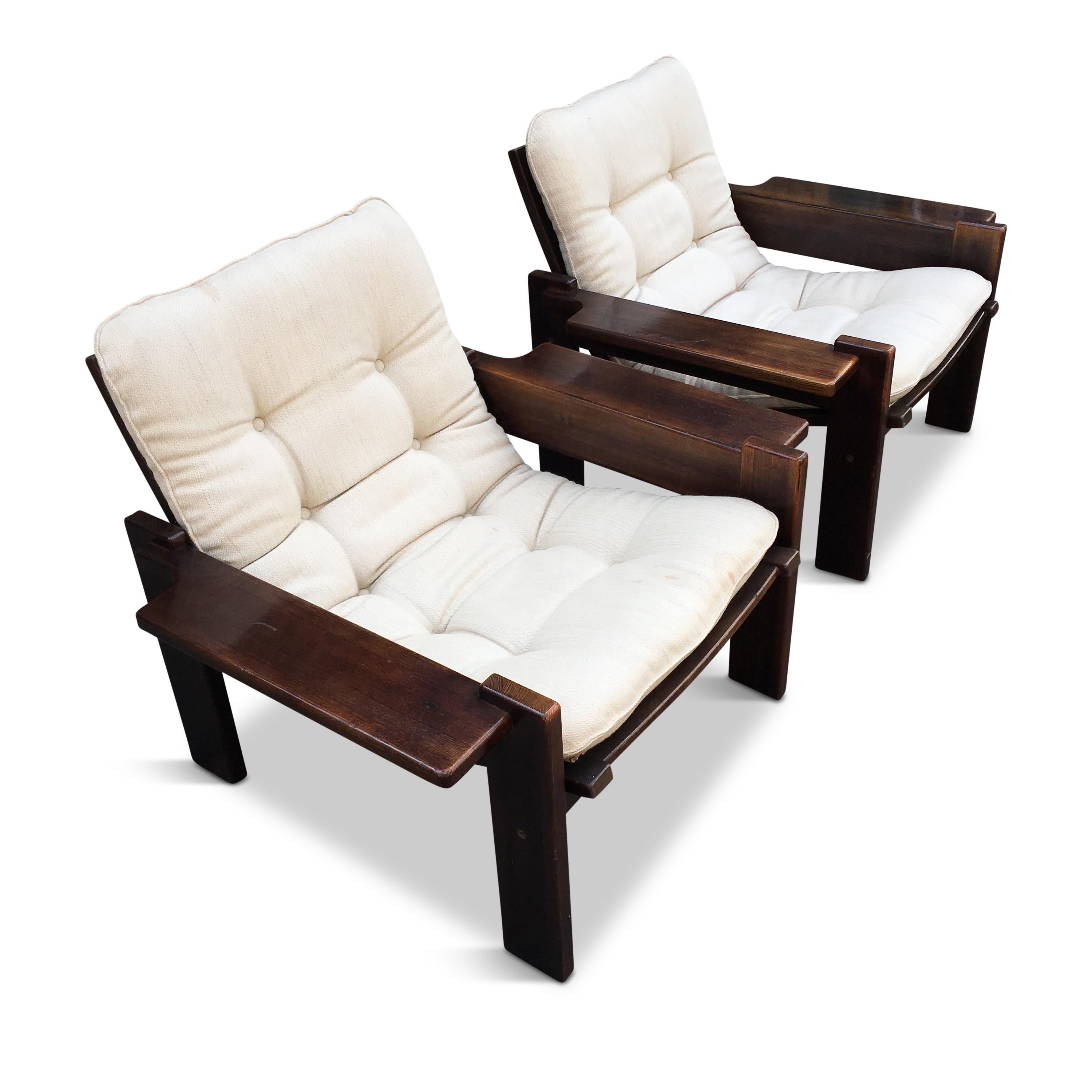 Late 20th Century Midcentury Swedish Oak Sofa & 2 Lounge Chairs, Yngve Ekström for Swedese, 1970s For Sale