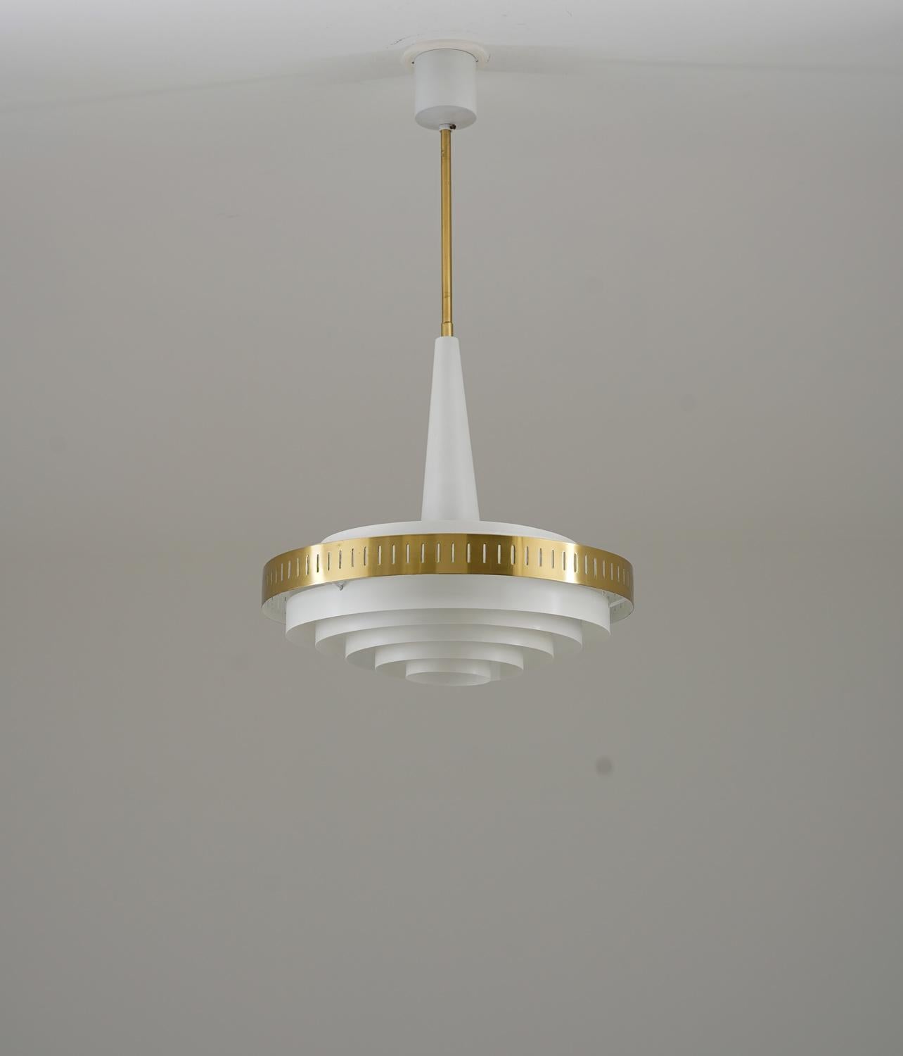 Scandinavian Modern Mid-Century Swedish Pendant in Brass and Metal For Sale