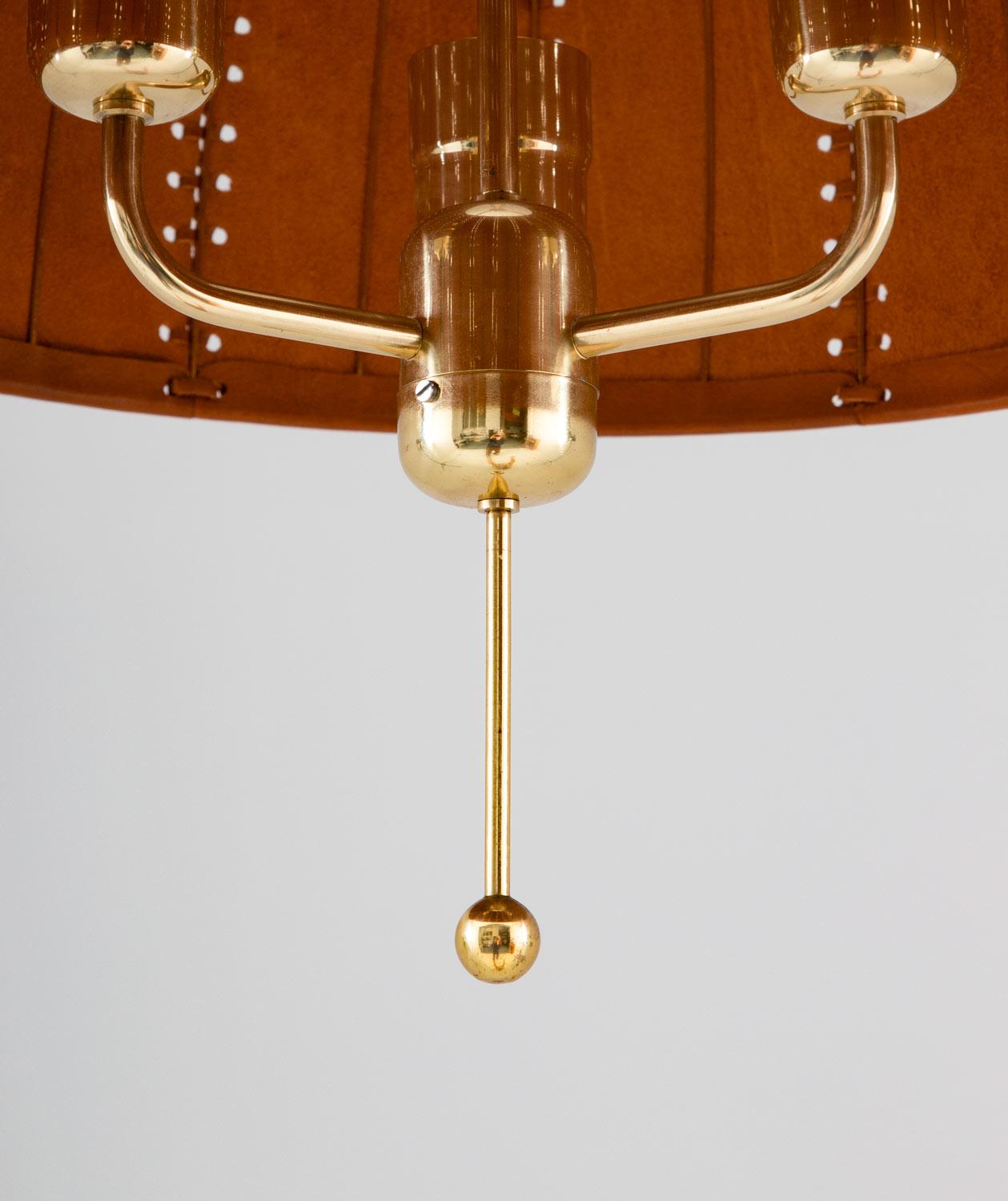 20th Century Midcentury Swedish Pendants in Brass and Leather by Hans-Agne Jakobsson