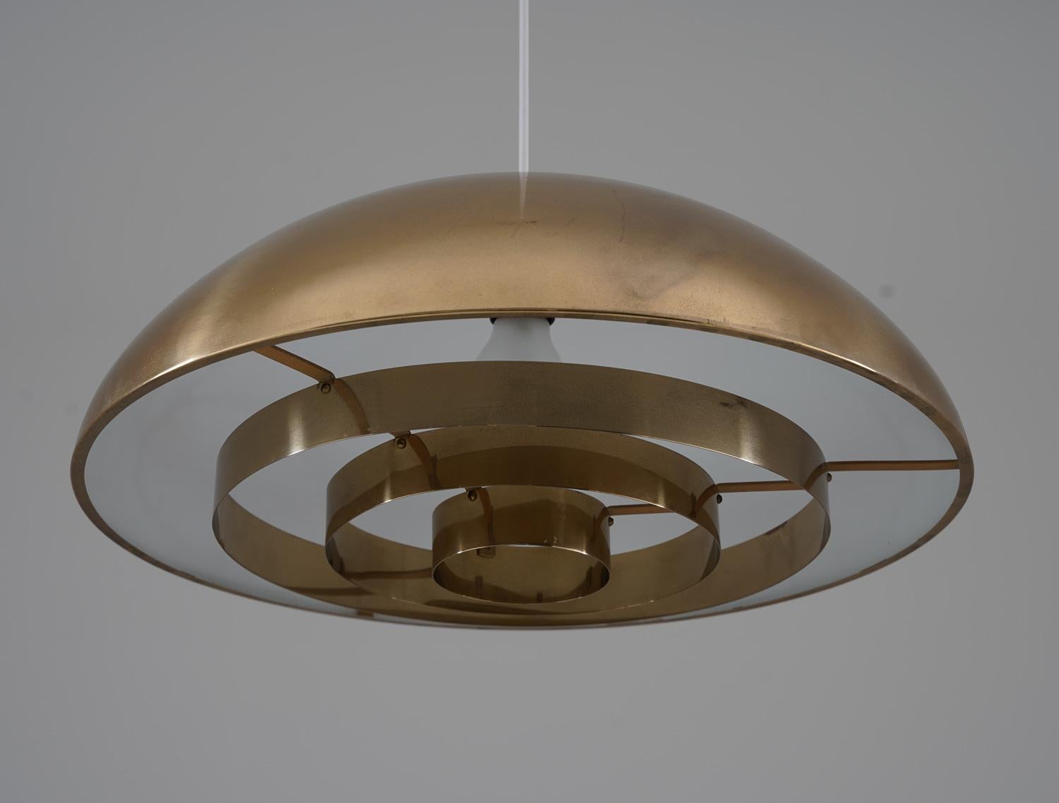 Midcentury Swedish Pendants in Brass by Bergboms In Good Condition For Sale In Karlstad, SE