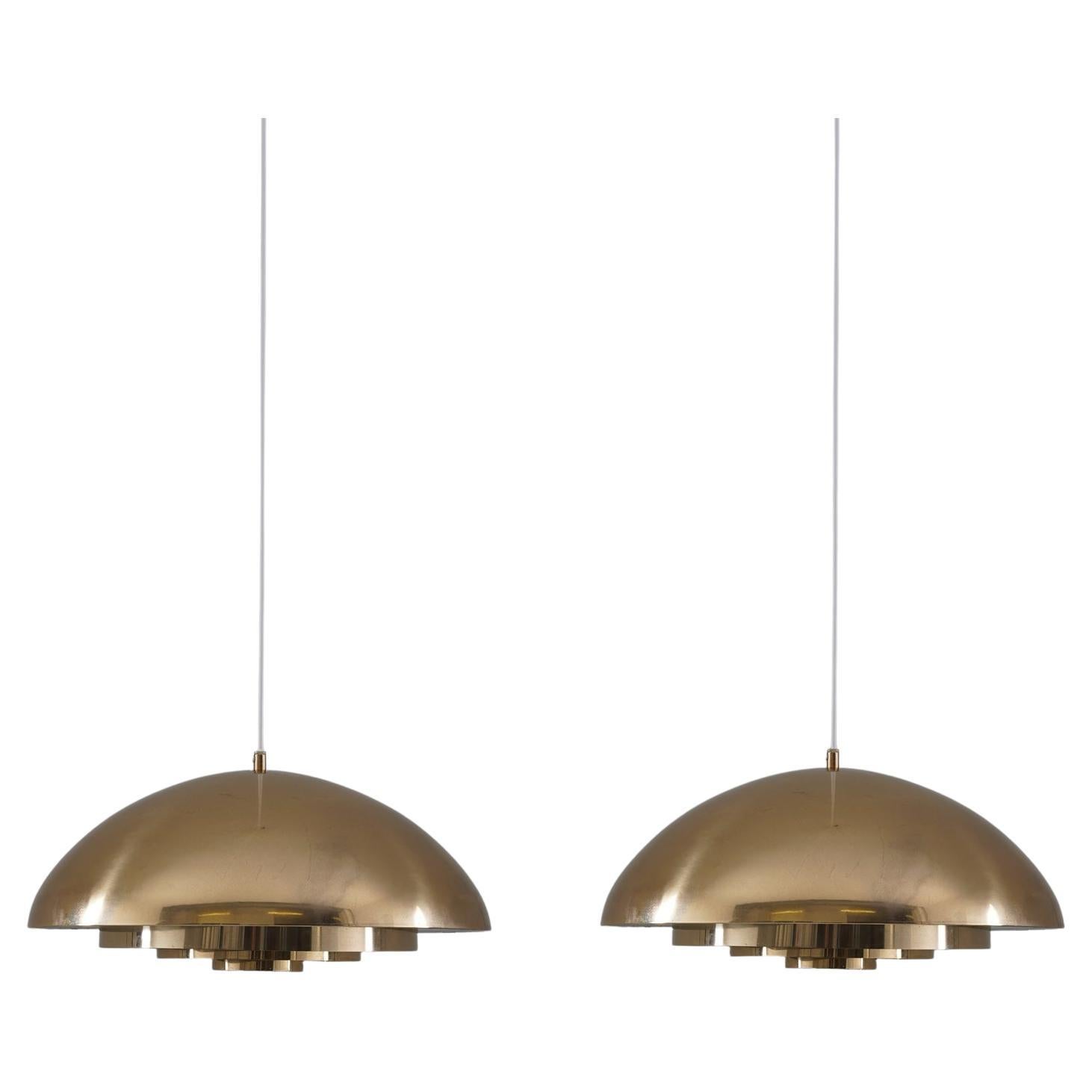 Midcentury Swedish Pendants in Brass by Bergboms For Sale