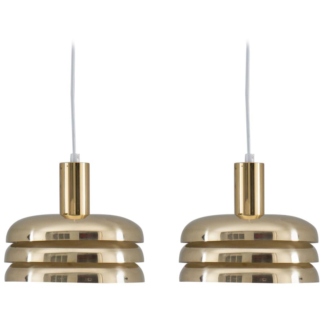 Midcentury Swedish Pendants in Brass by Hans-Agne Jakobsson