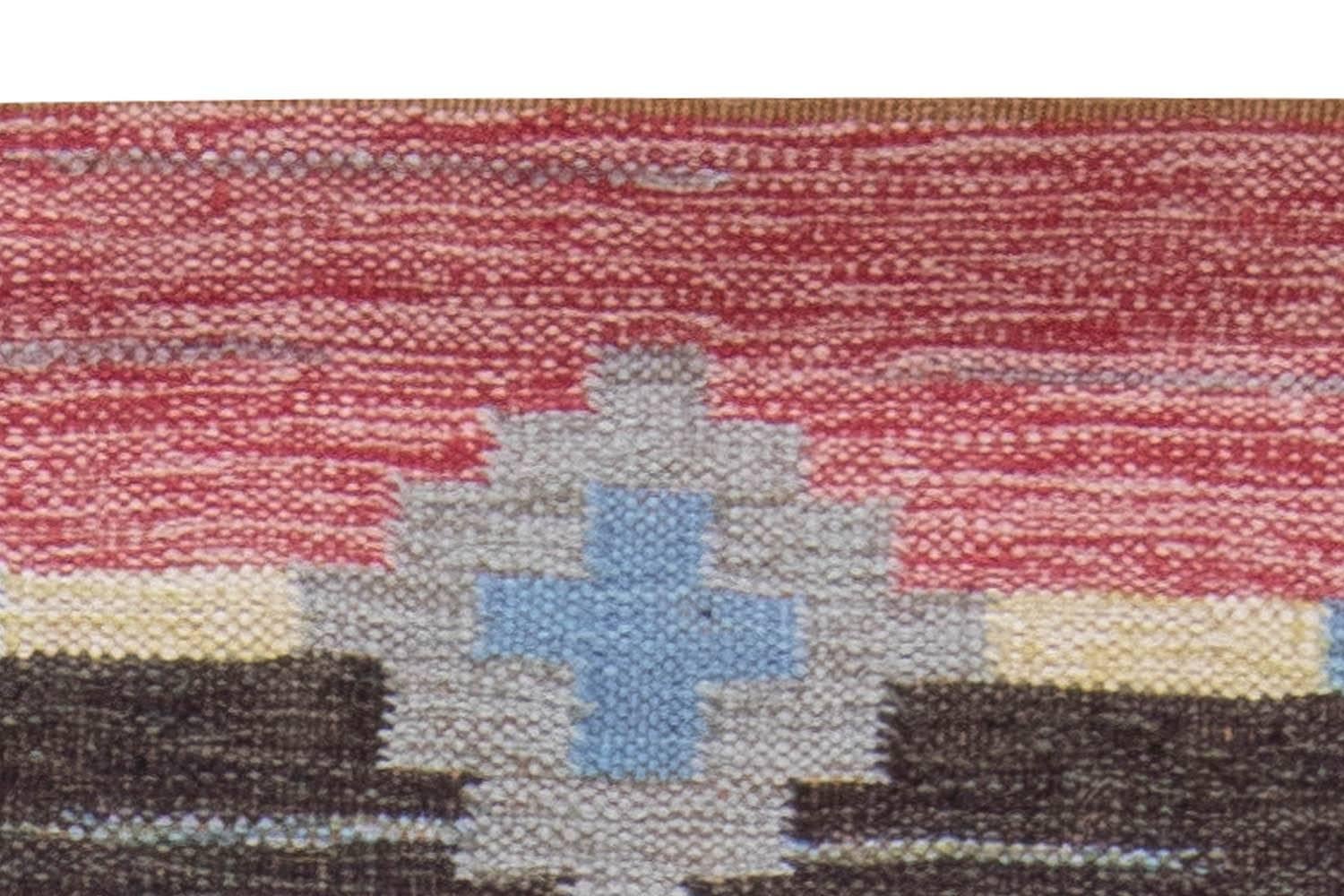 Hand-Knotted Mid-20th Century Swedish Flat-Weave Runner by Sverker Greuholm For Sale