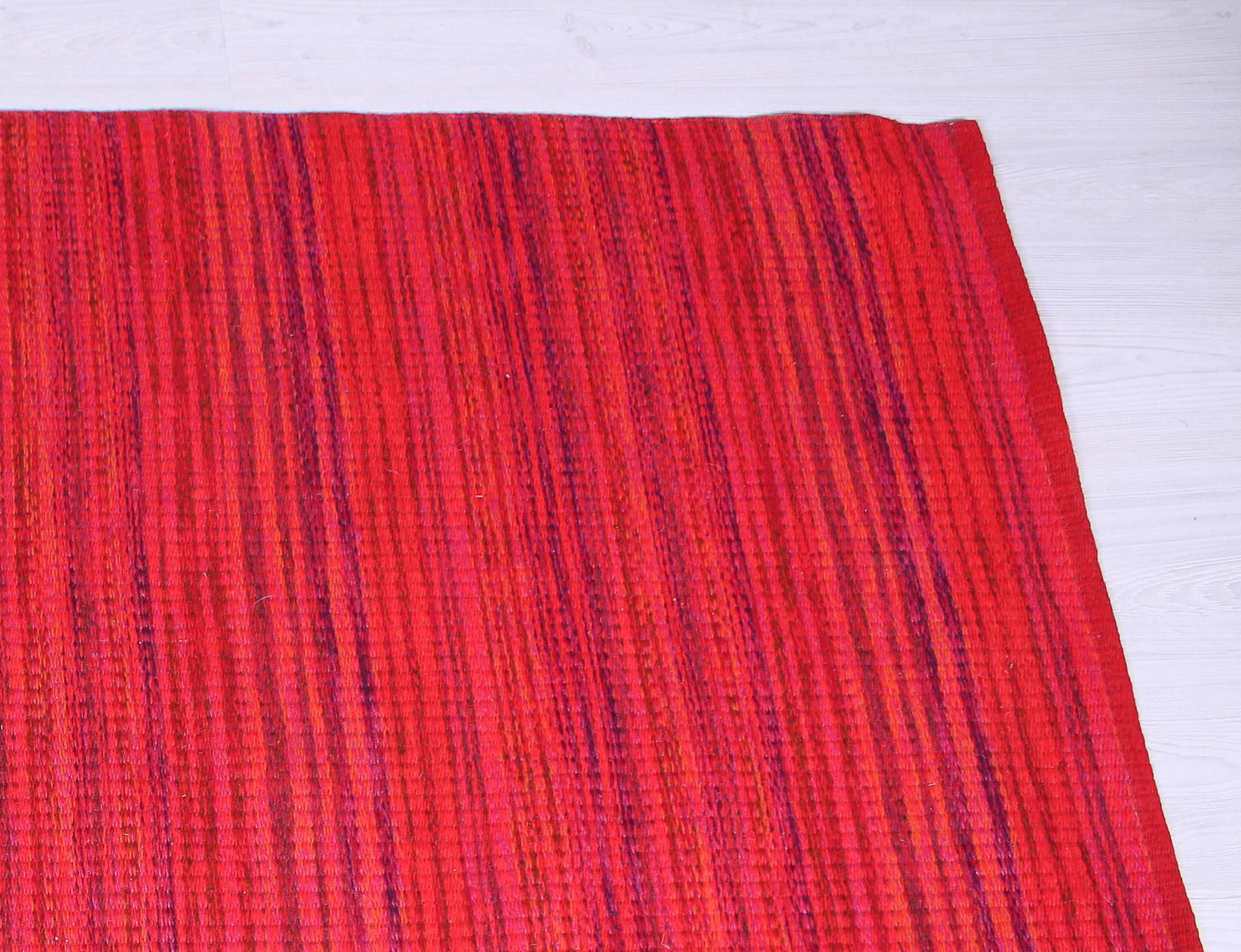 Wool Midcentury Swedish Red Carpet, 1960s For Sale