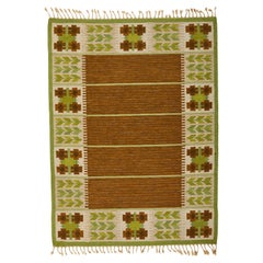 Midcentury Swedish Röllakan Flat-Weave Rug by Berit Woelfer, 1950s