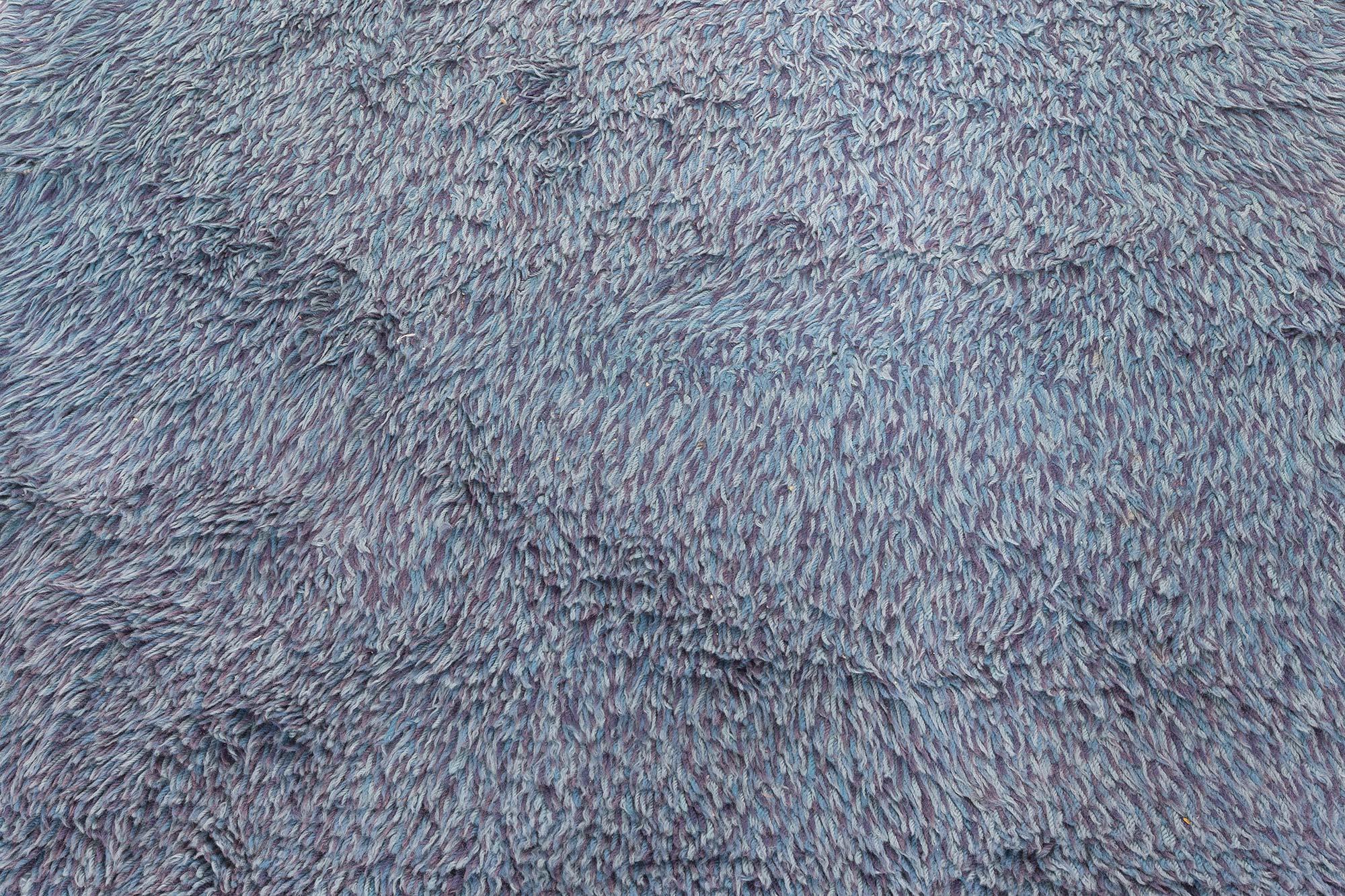 Schwedischer Rya-Teppich Blau aus der Jahrhundertmitte (Moderne der Mitte des Jahrhunderts) im Angebot