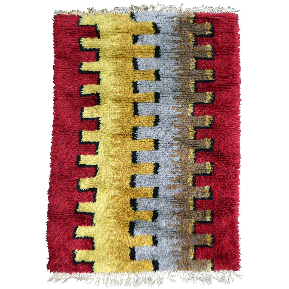 Midcentury Swedish Rya Rug at 1stDibs