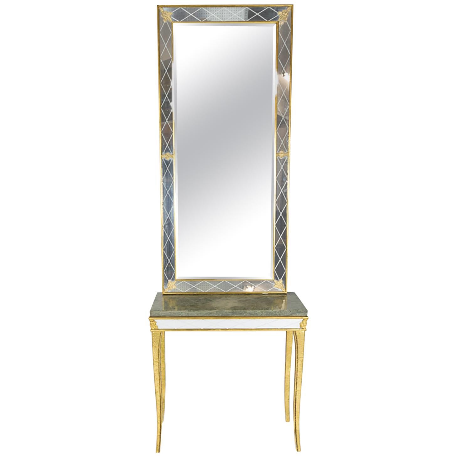 Midcentury Swedish Side Table and Mirror from Atelje G&T, 1960s For Sale
