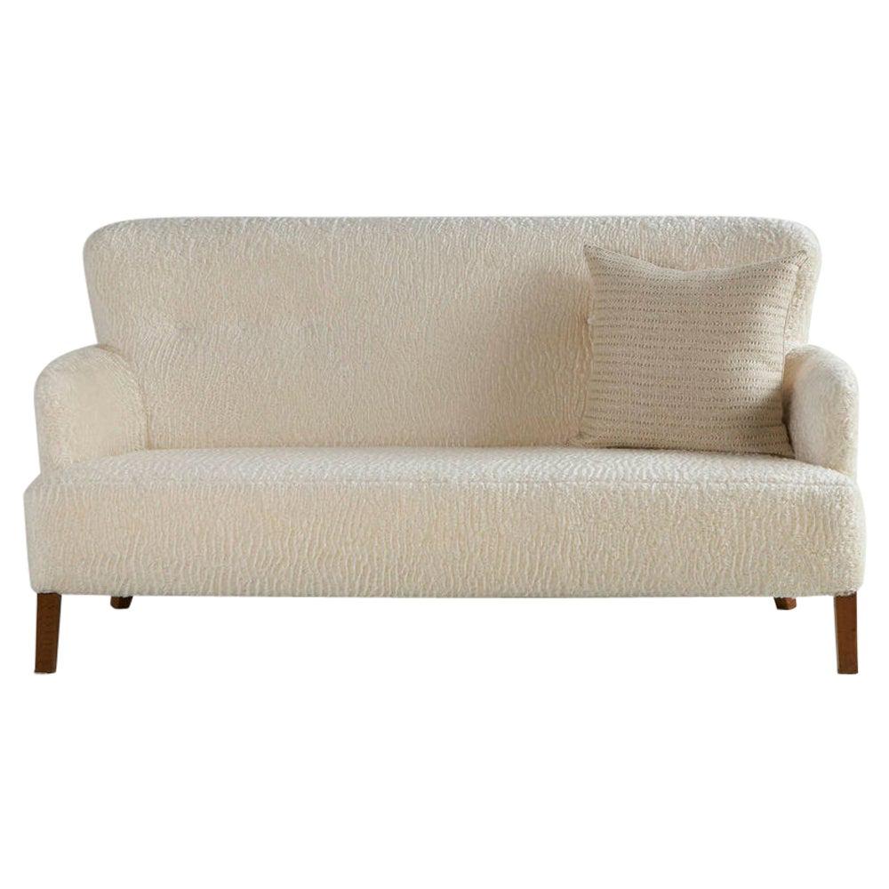 Midcentury Swedish Sofa in Great Plains Ivory Mohair